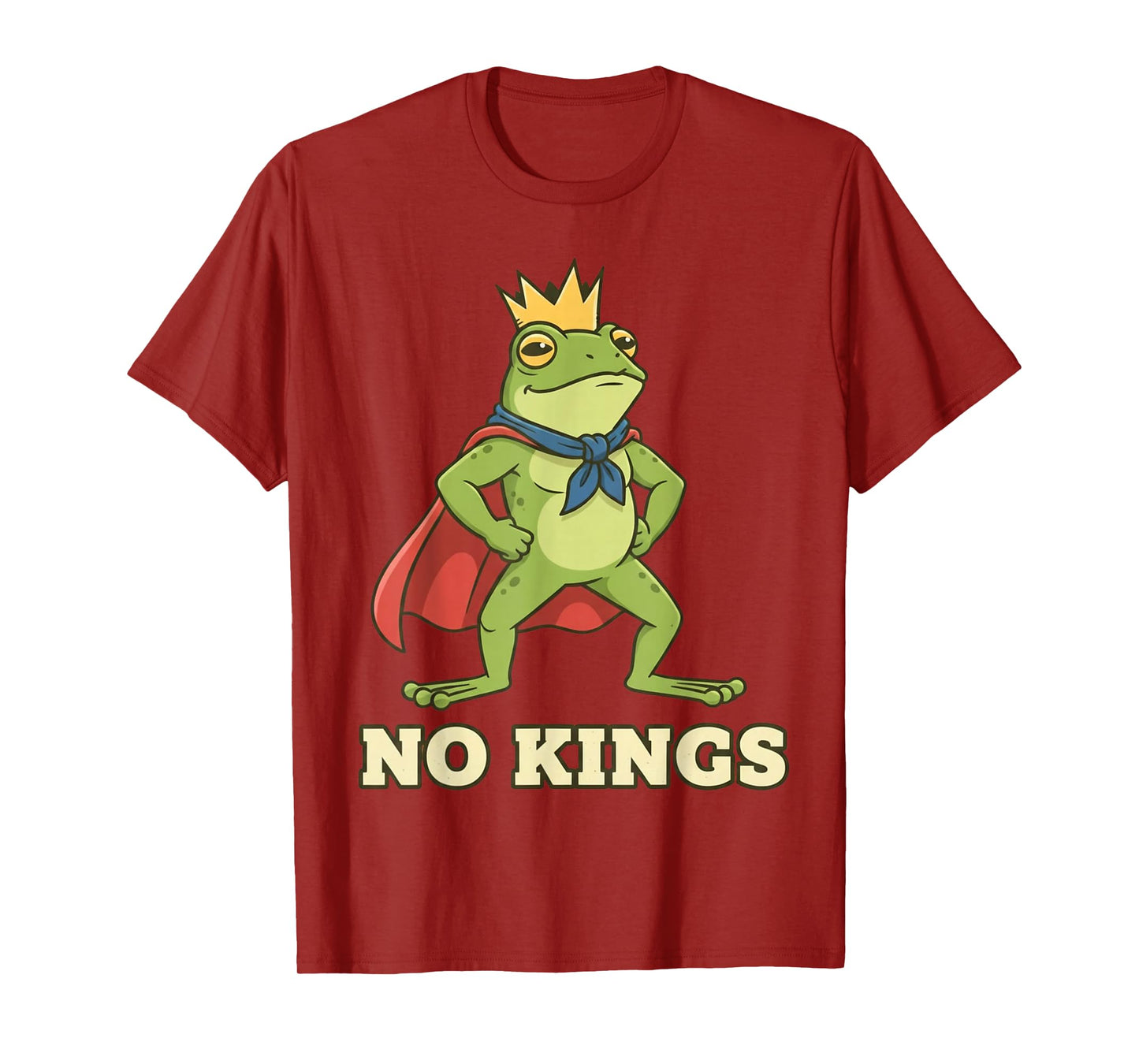 No Kings Frog Hero Protest Funny Retro T-Shirt