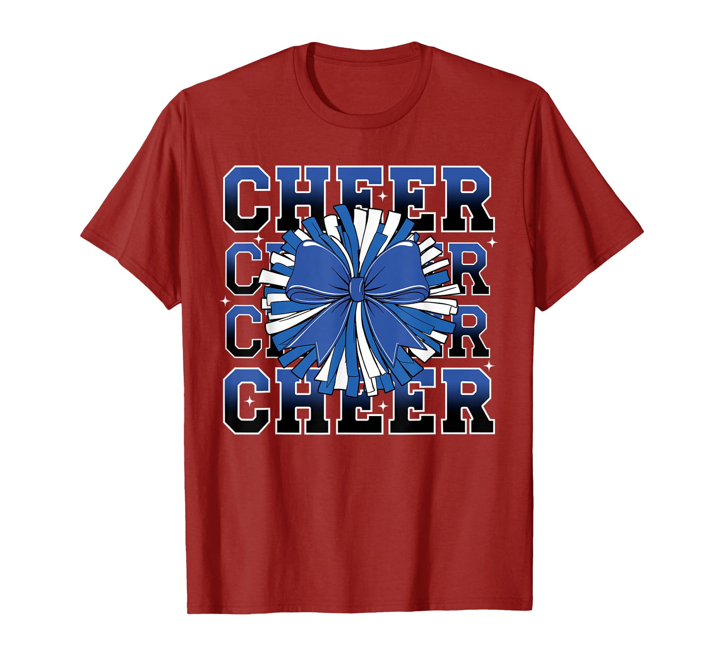 Coquette Cheer Bow Sport Cheerleader Cheerleading Blue T-Shirt
