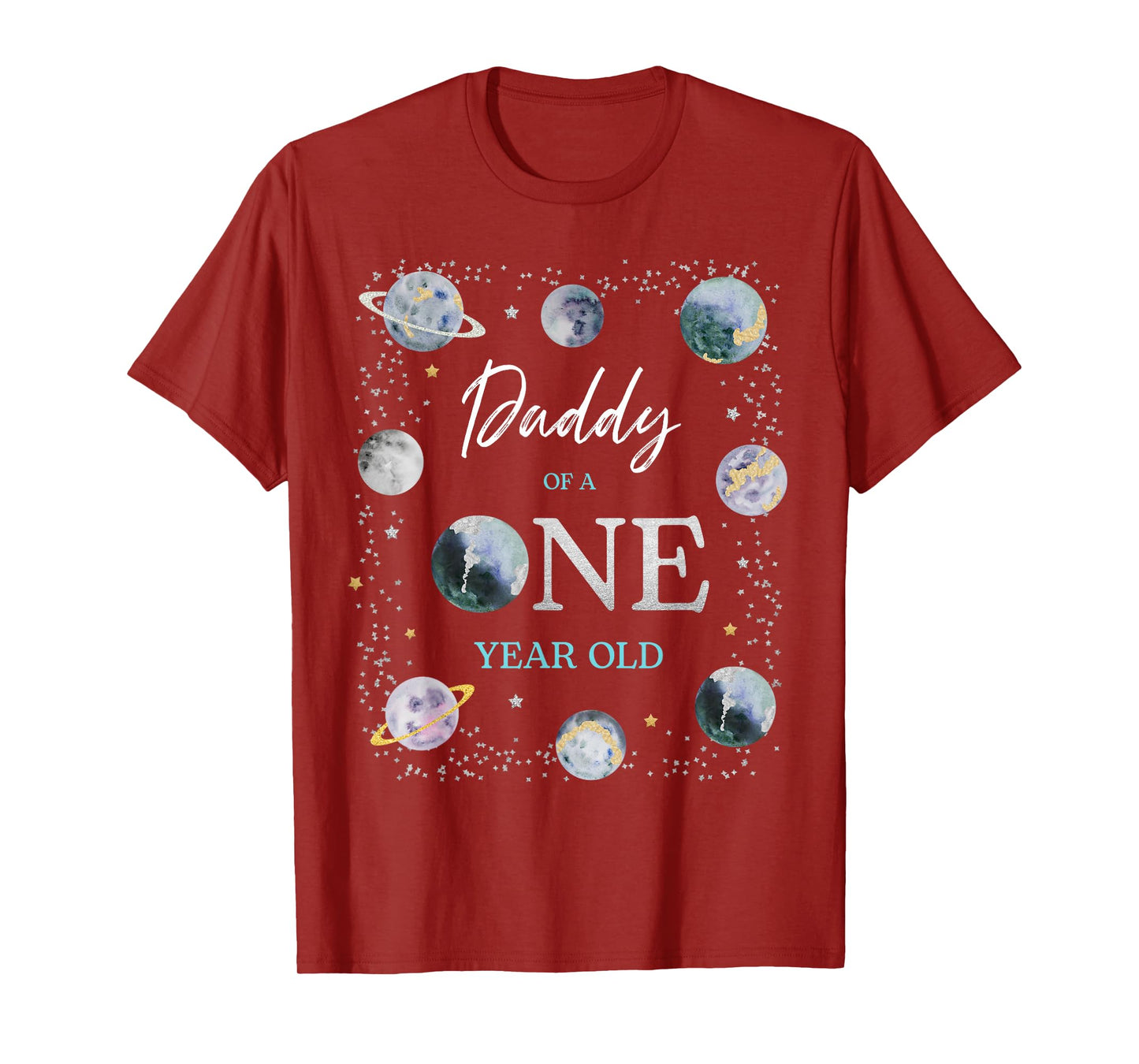 Daddy Houston We Have One Year Old Space Theme 1st Birthday T-Shirt