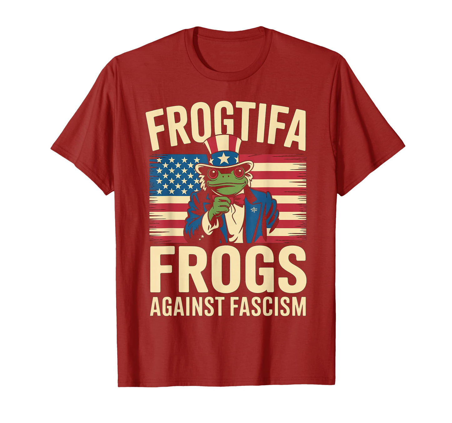 Frogtifa Frogs Against Fascism Flag Resist No Kings Patriot T-Shirt