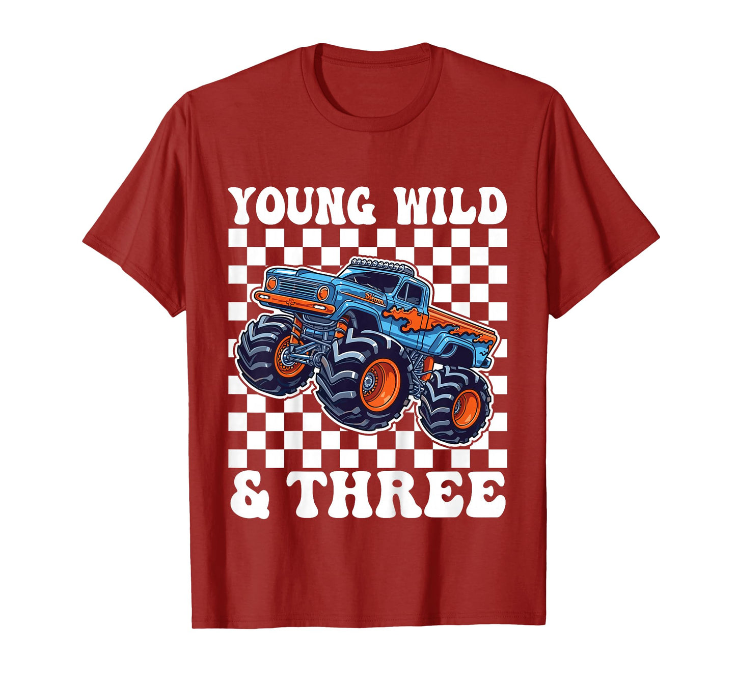 3rd Birthday Monster Truck Young Wild And Three 3 Year Old T-Shirt