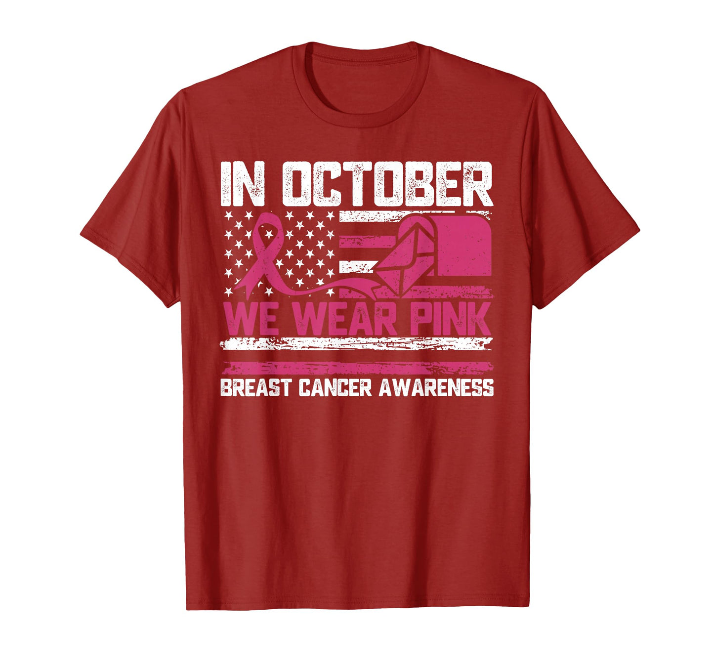in October We Wear Pink Postal Worker Breast Cancer T-Shirt