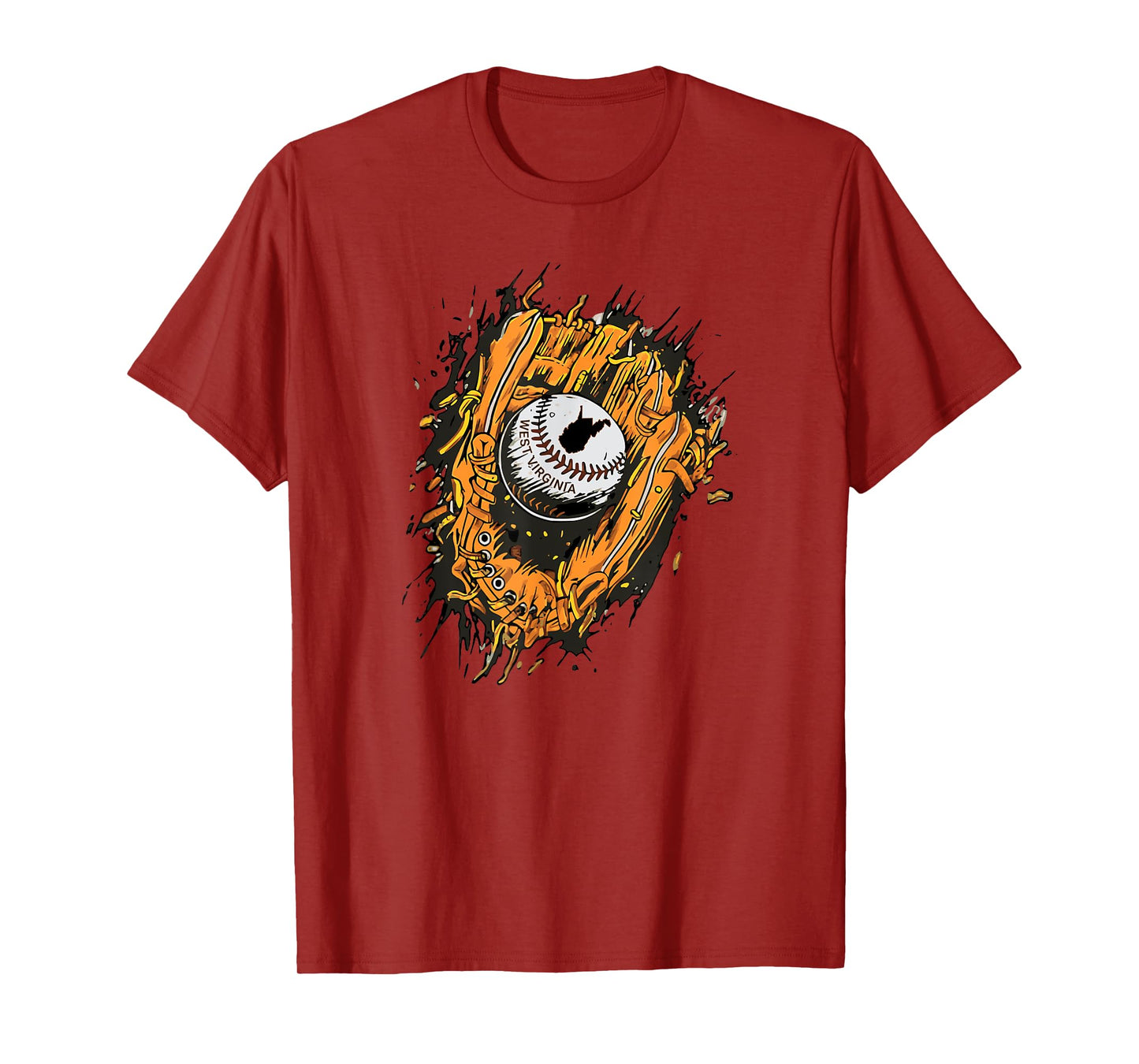 Distressed West Virginia Baseball Glove State Pride WV Fan T-Shirt