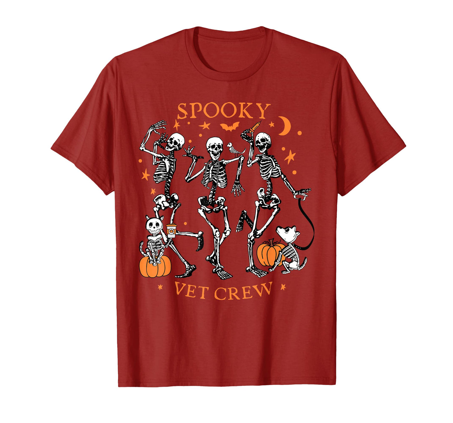 Spooky Vet Ccrew Skeleton Dancing Veterinary Med Halloween T-Shirt