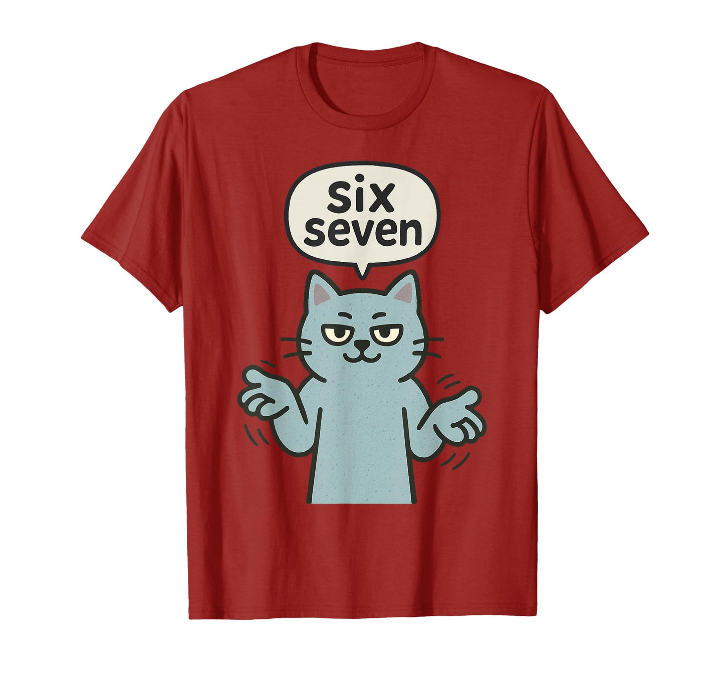 67 Six Seven 6-7 Cat - Funny Kids Gaming Brainrot Meme T-Shirt