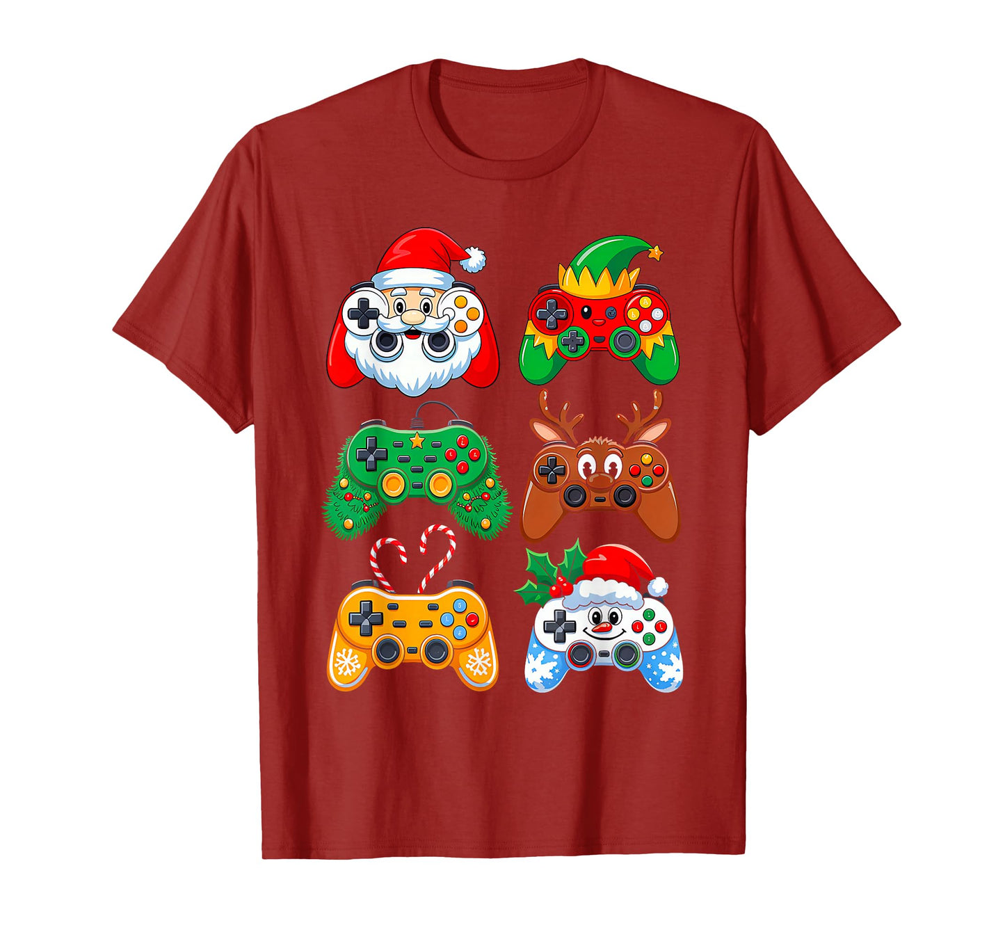 Christmas Santa Elf Gaming Controllers Gamer Xmas Boys Kids T-Shirt