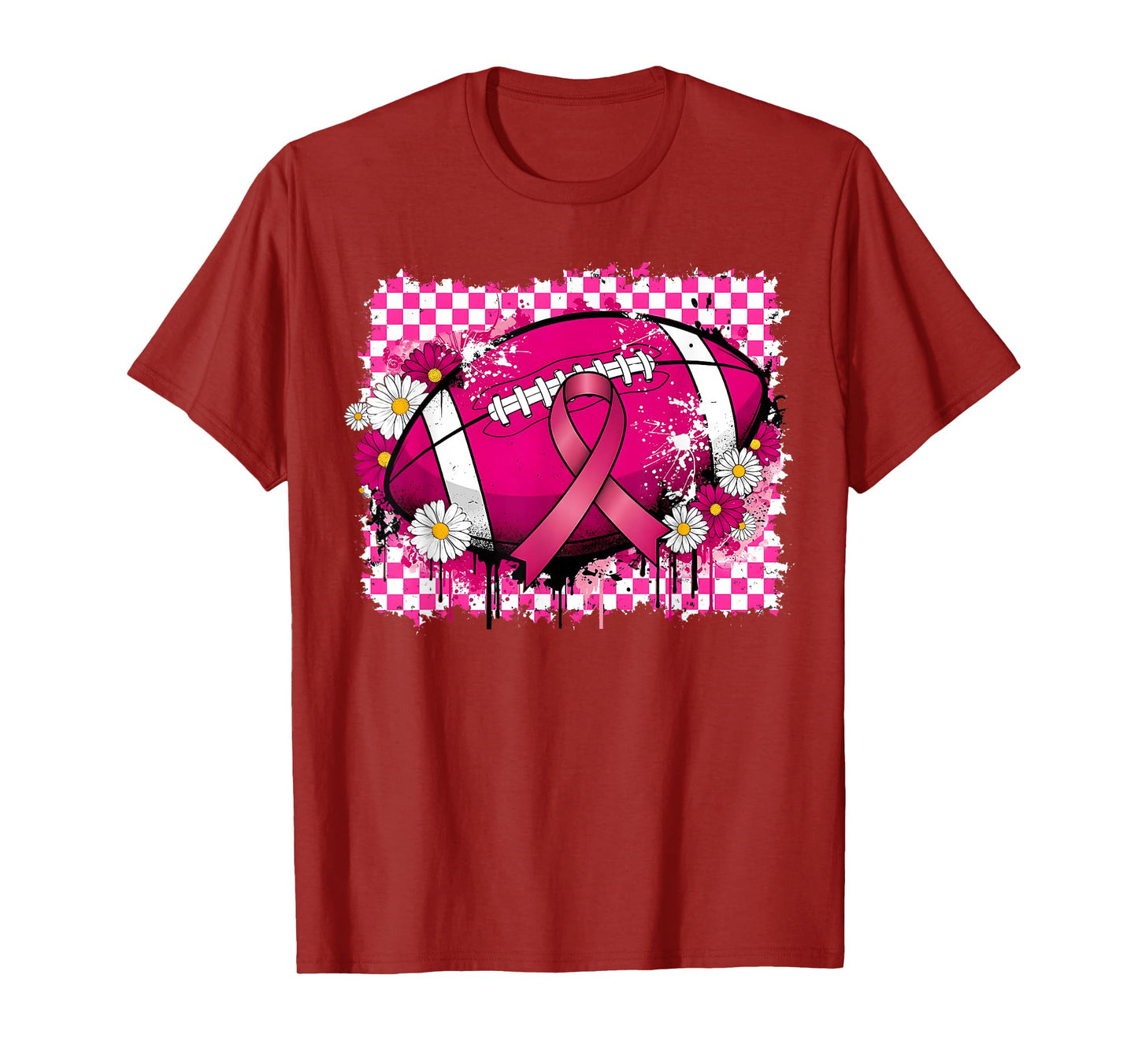 Football Pink Ribbon Breast Cancer Awareness Tackle Cancer T-Shirt