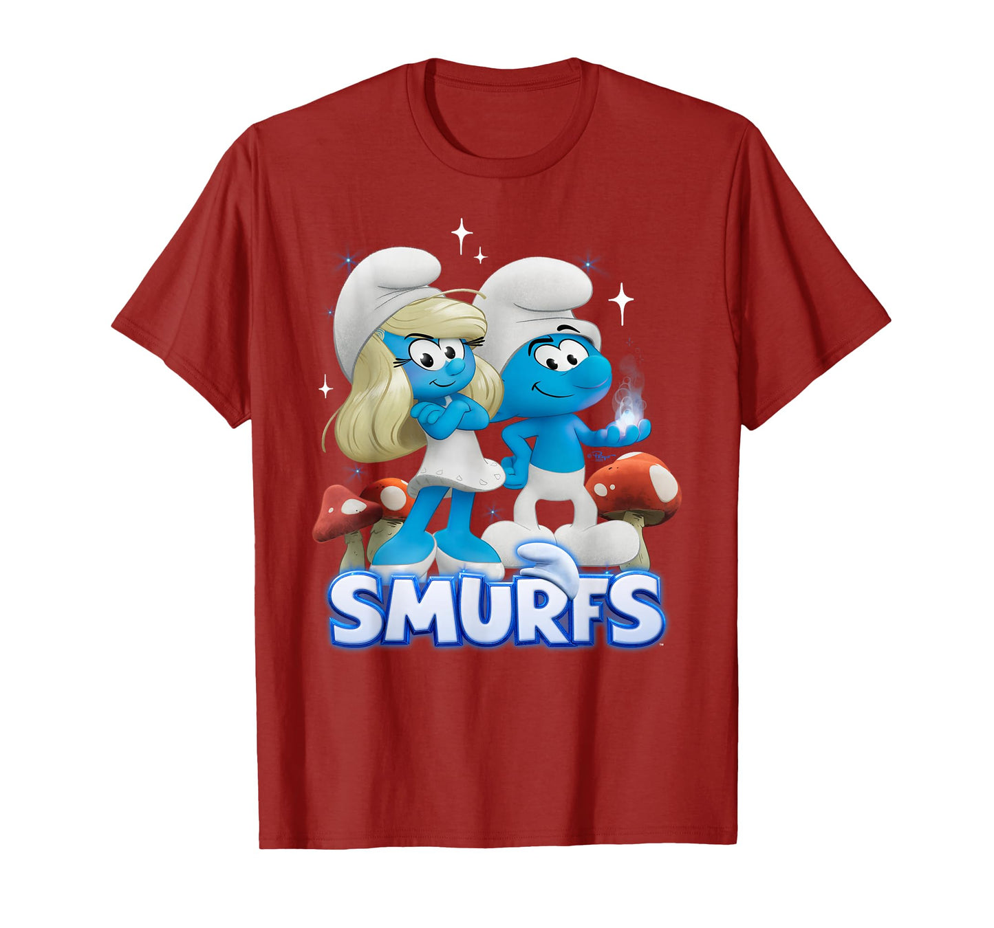 Smurfs Movie Smurfette and No Name Portrait Cartoon T-Shirt