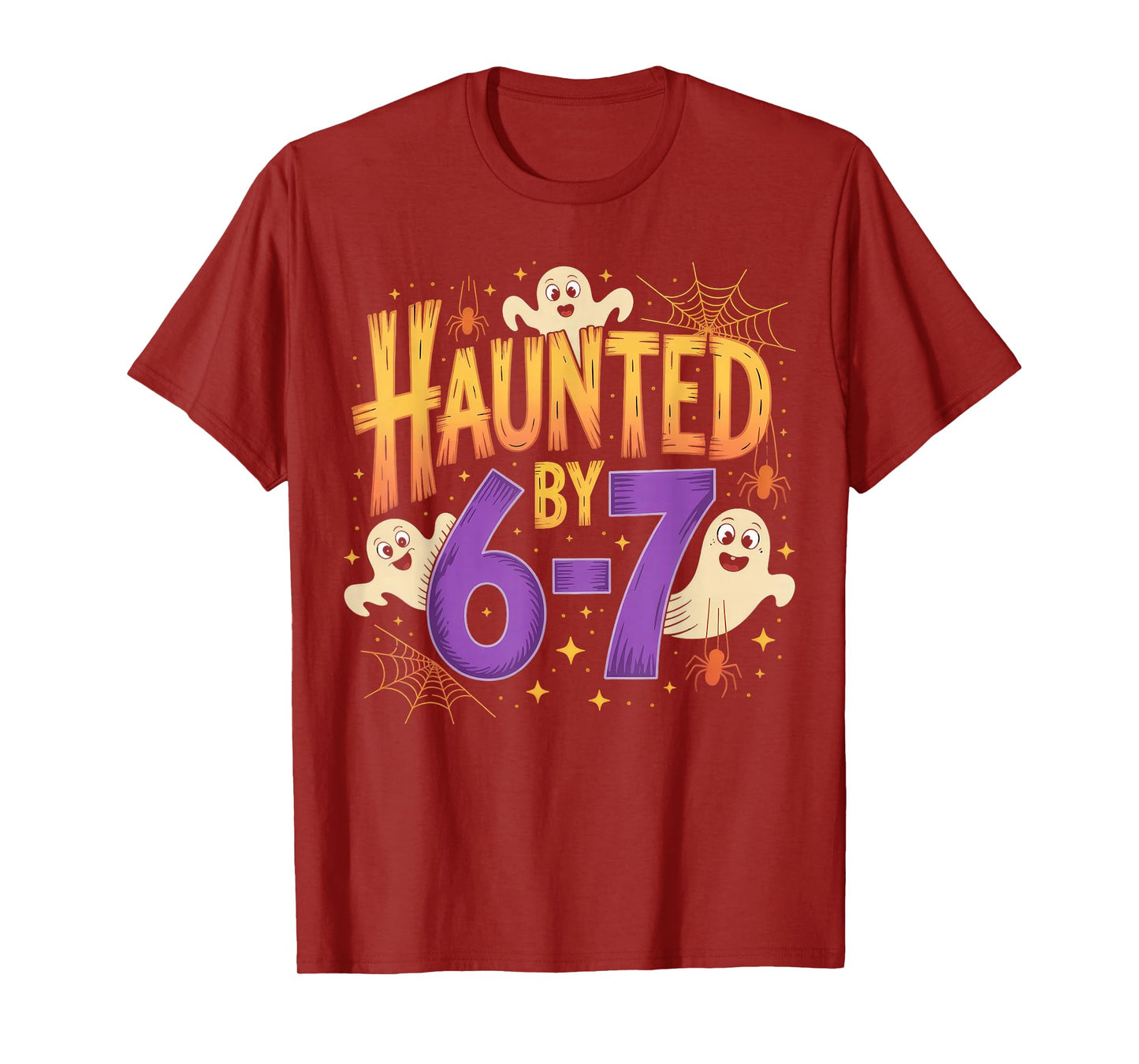 Haunted by 6-7 Halloween Ghosts and Spiders Design T-Shirt