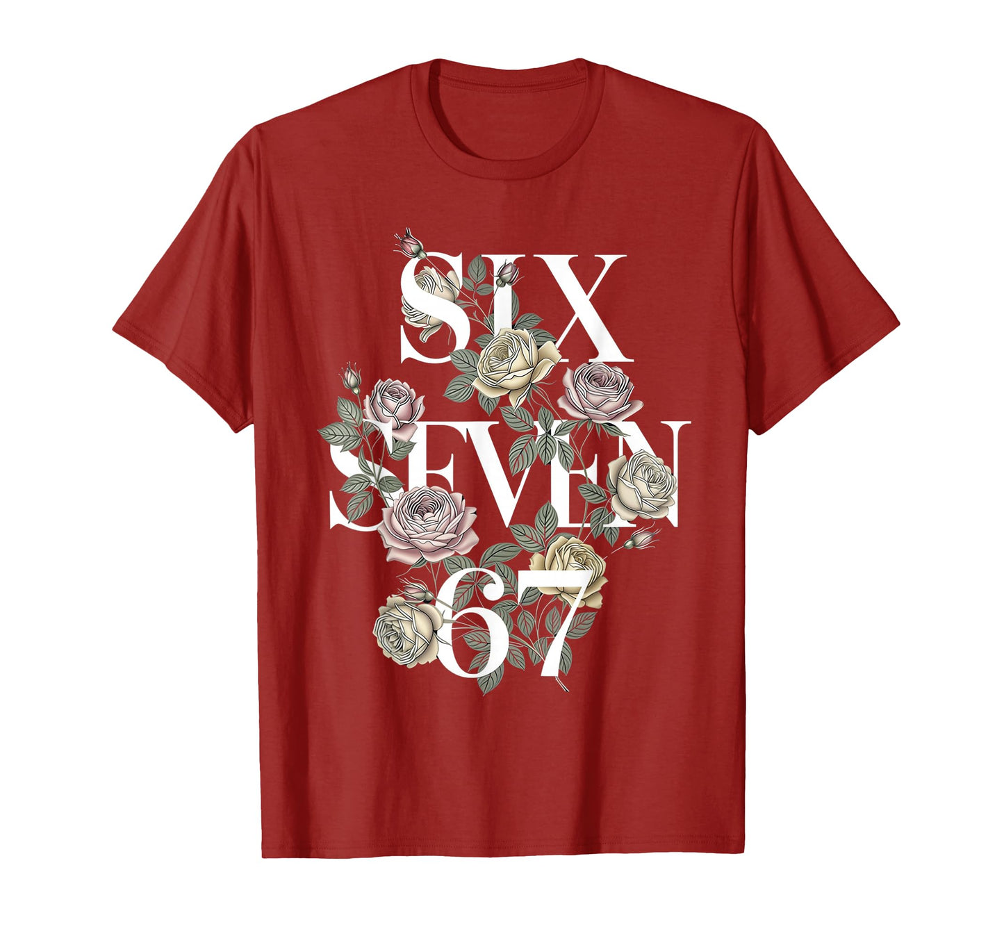 Vintage 67 Six Seven Meme Floral Boho Wildflower 6 7 Graphic T-Shirt