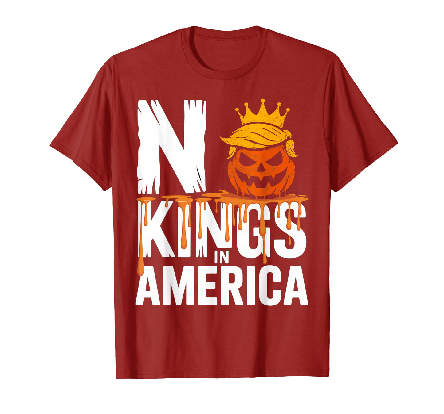 Funny No Kings Halloween 2025 Distressed USA Flag T-Shirt
