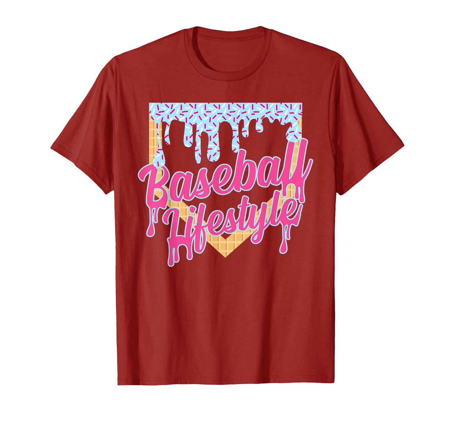 Baseball Lifestyle Home Plate Ice Cream Drip Men Boys Youth T-Shirt
