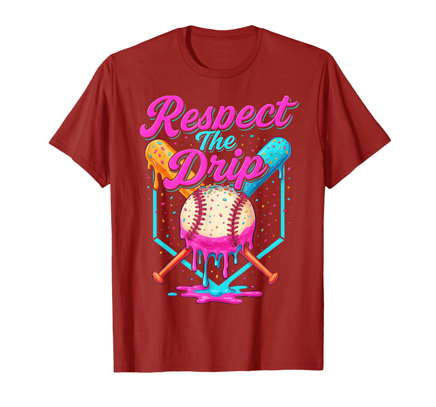 Baseball Drip Boys Home Plate Ice Cream Respect The Drip T-Shirt