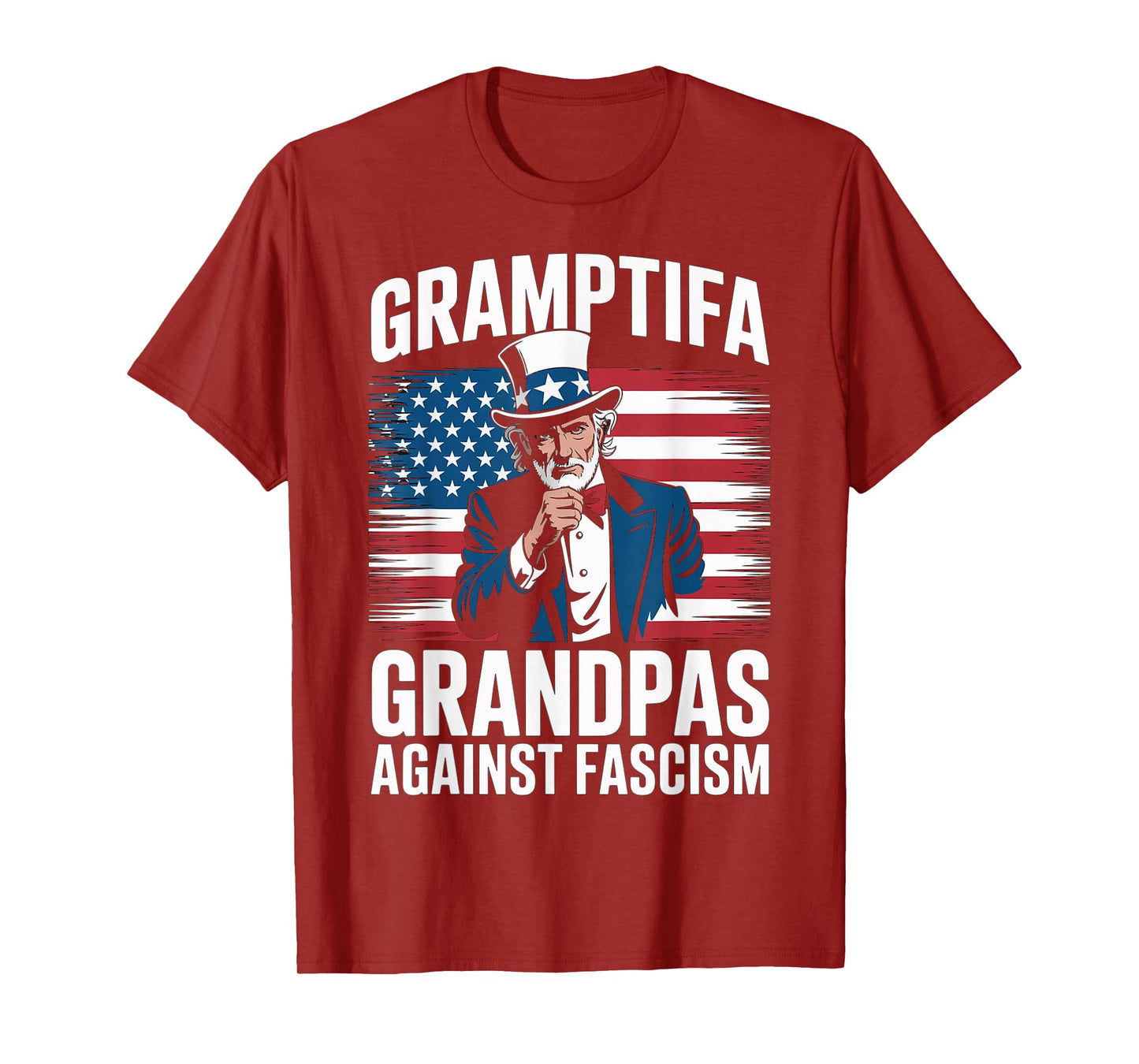 Gramptifa Grandpa Against Fascism Flag Resist No Kings Papa T-Shirt