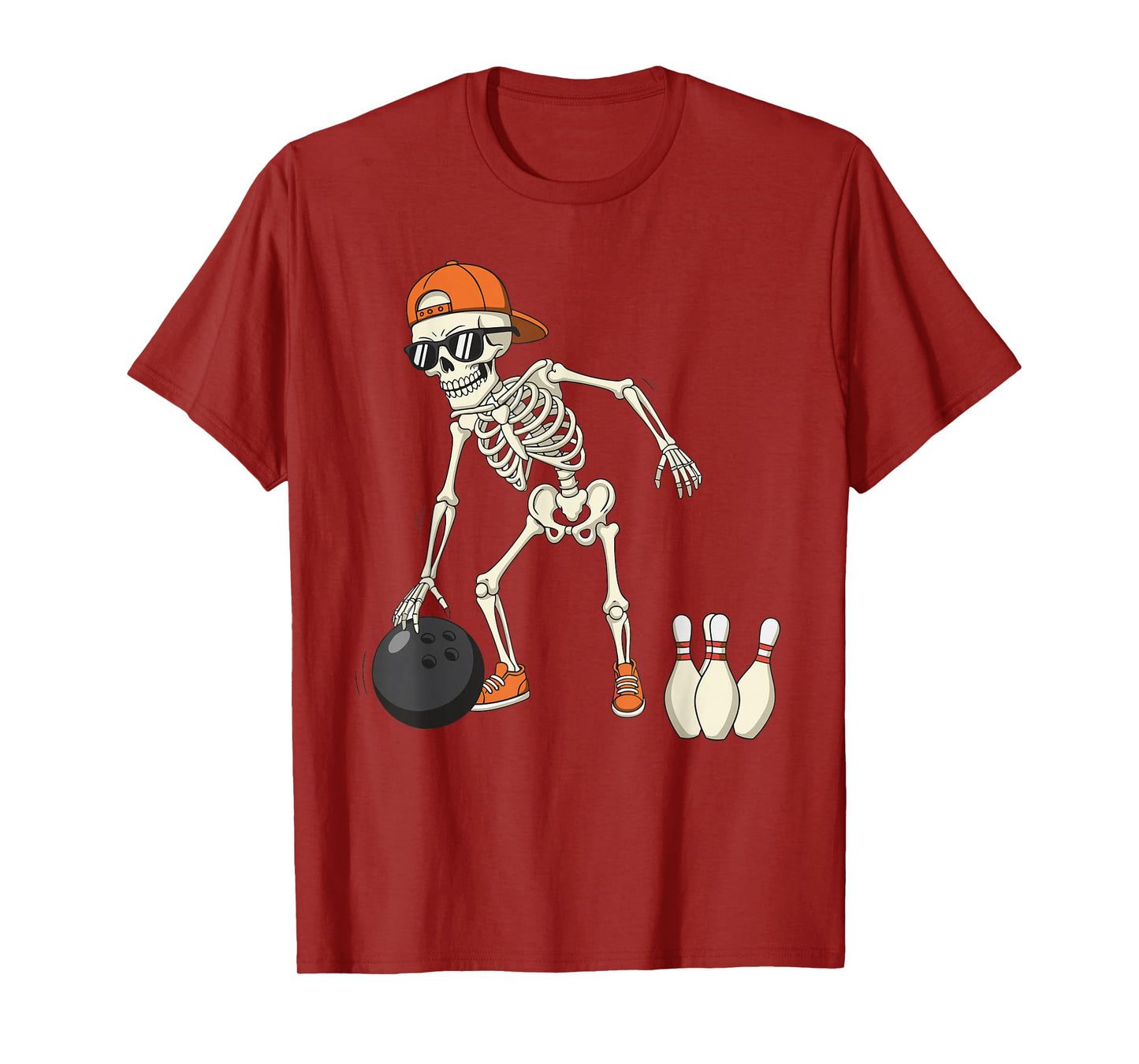 Halloween Skeleton Funny Bowling Lovers for Teens Boys Men T-Shirt