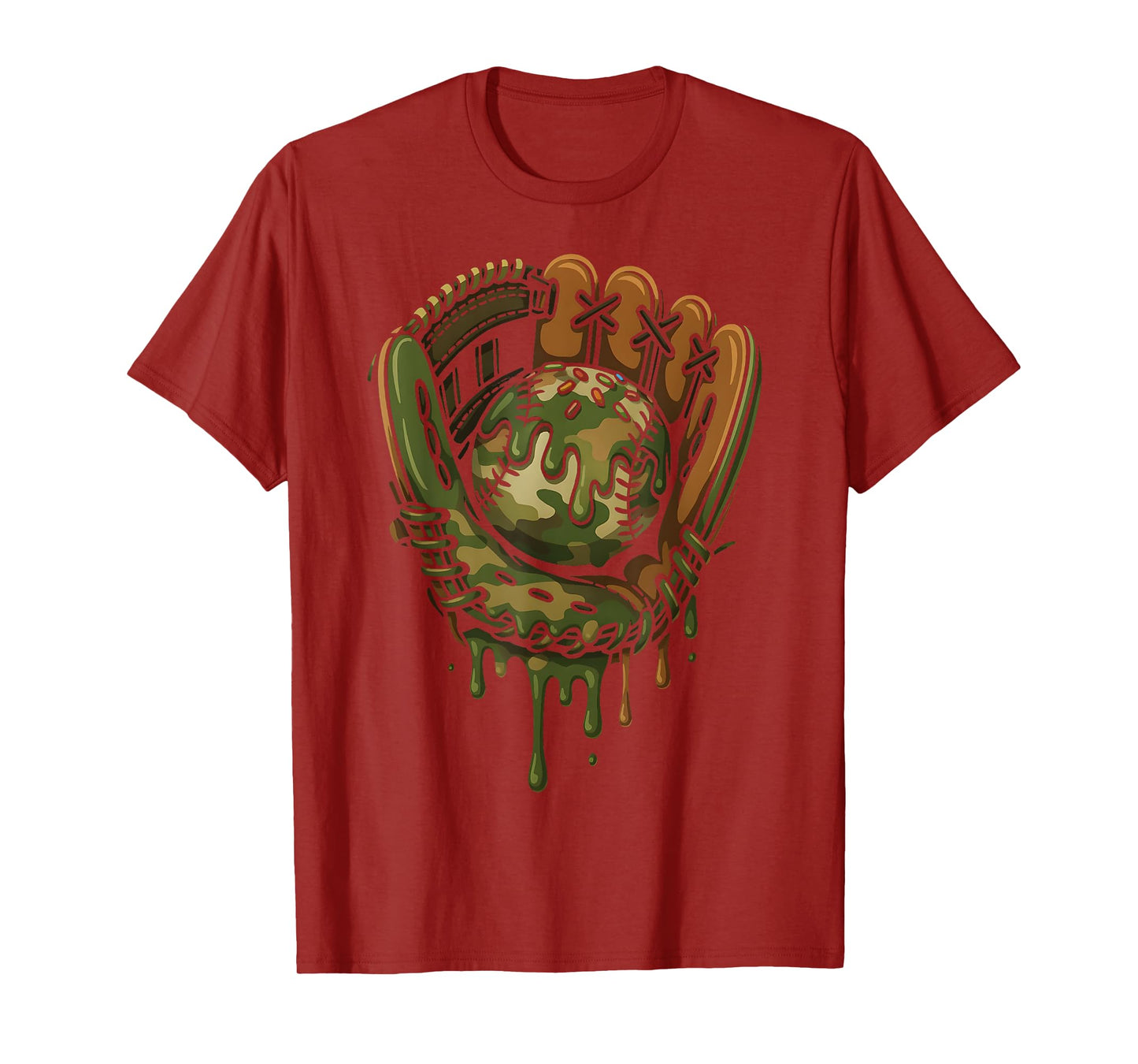 Baseball Drip Camo Baseball Glove Boys Sports Cool Game Day T-Shirt