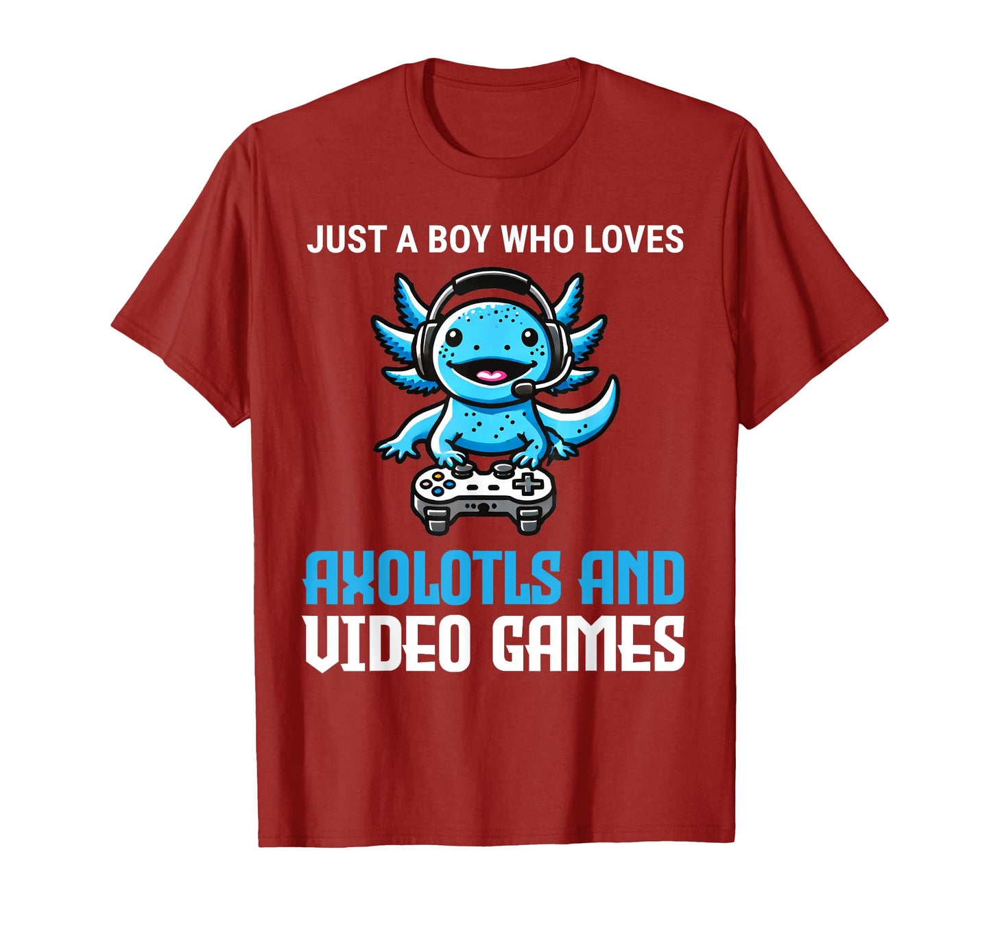 Just A Boy Who Loves Axolotls And Video Games Gamer T-Shirt