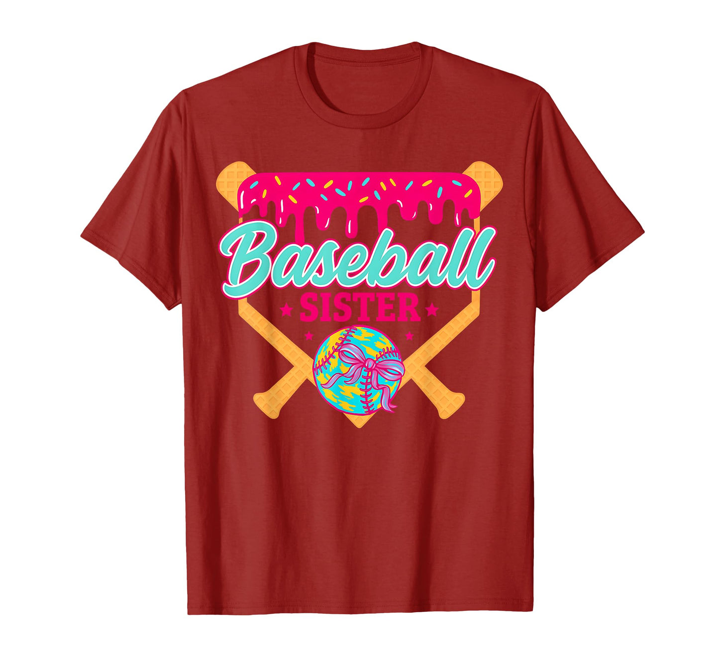Baseball Sister Drip Ice Cream Baseball Game Day T-Shirt