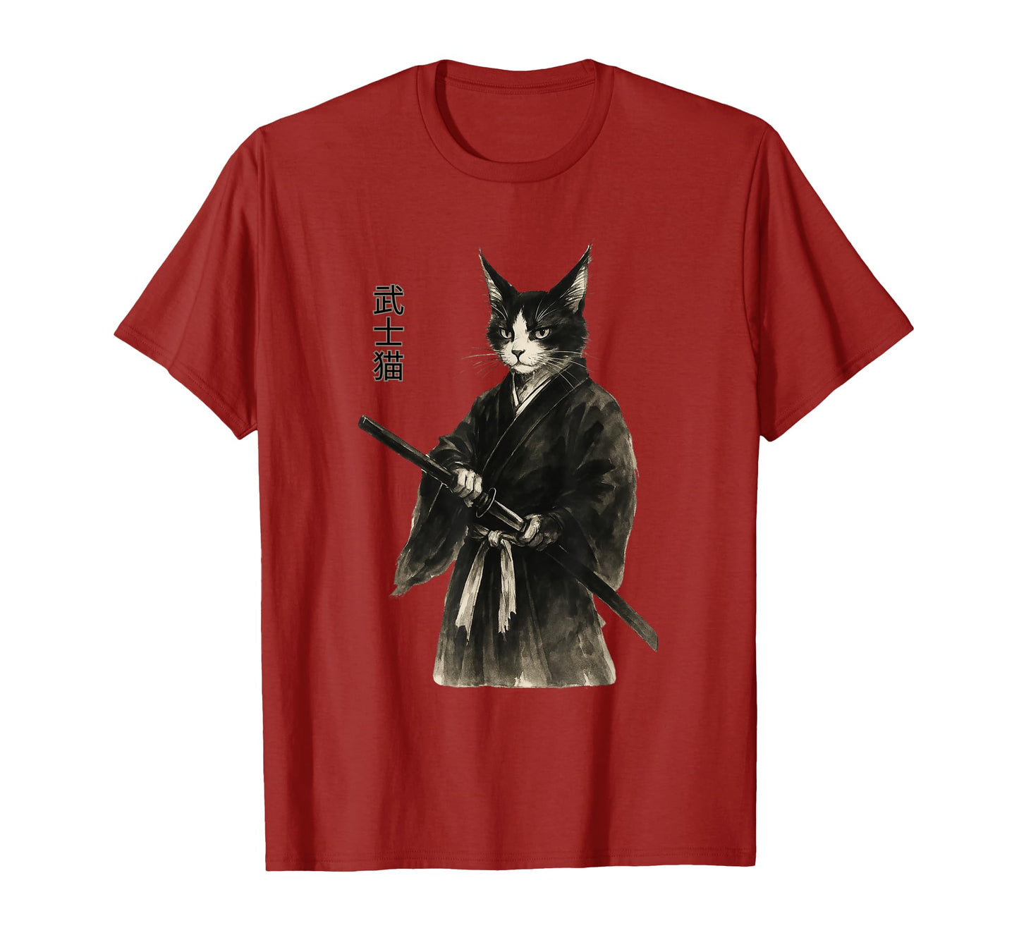 Samurai Cat Vintage Ukiyo-e Warrior Art Retro Japanese Art T-Shirt for Men Women Kids