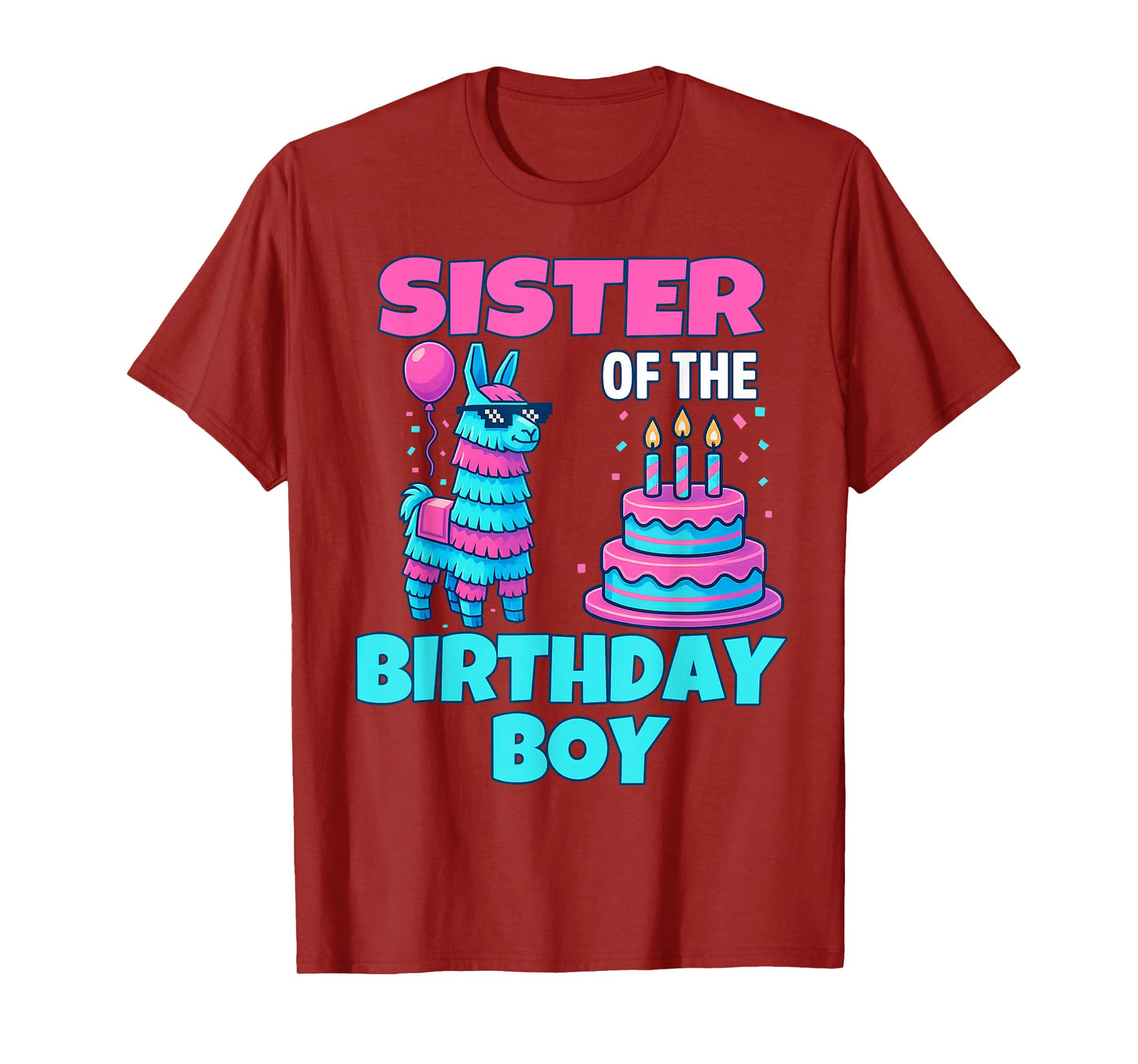 Sister Birthday Boy Llama Pinata Party family mathing women T-Shirt