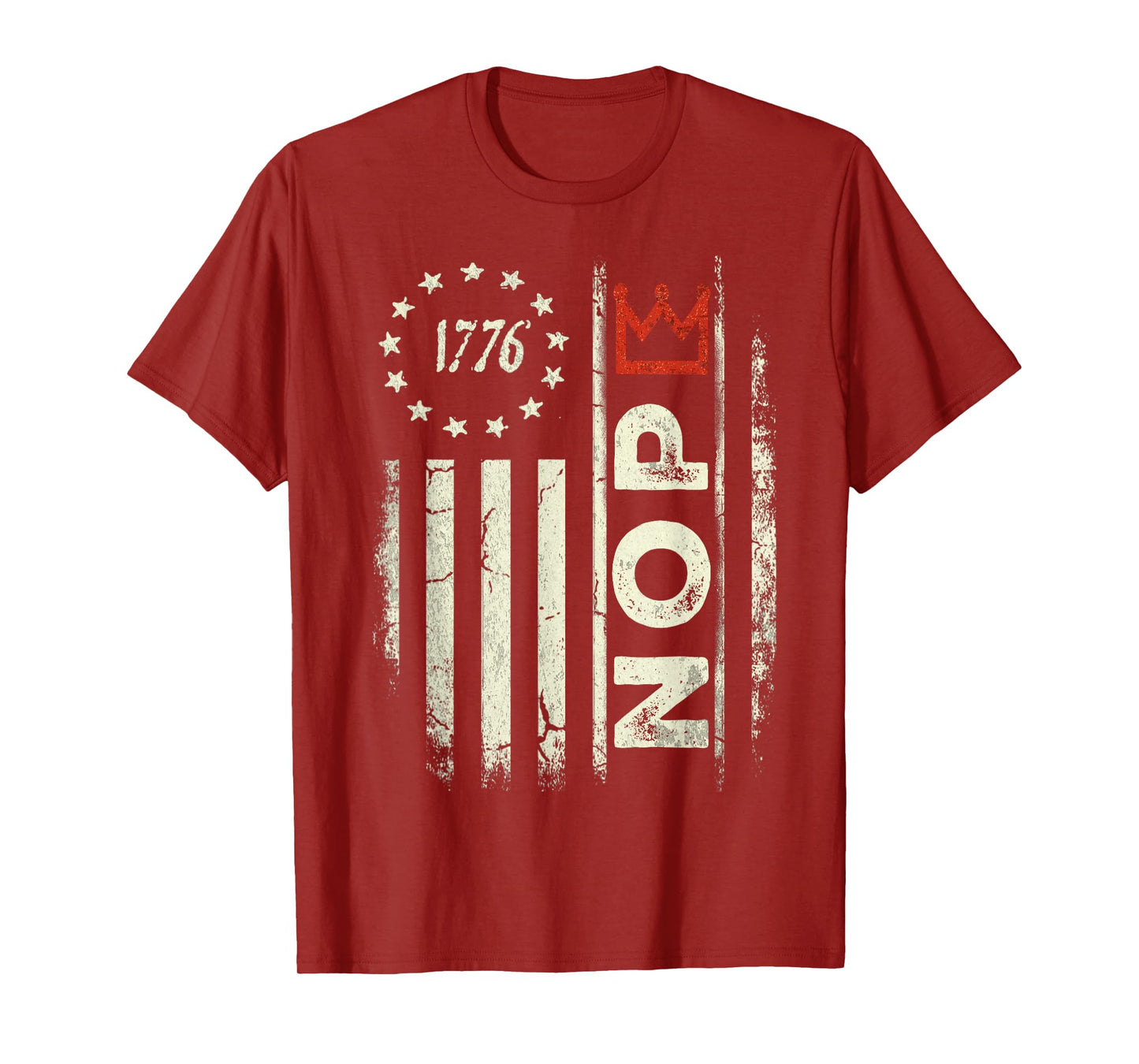 Retro No Kings Protest Sign Vertical American Flag Men Women T-Shirt