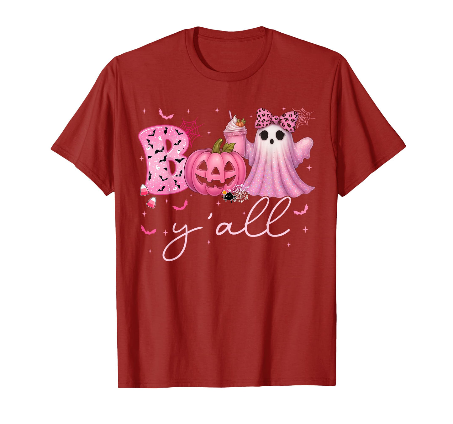 Boo Yall Jack O Lantern Halloween Costumes Women Girl T-Shirt