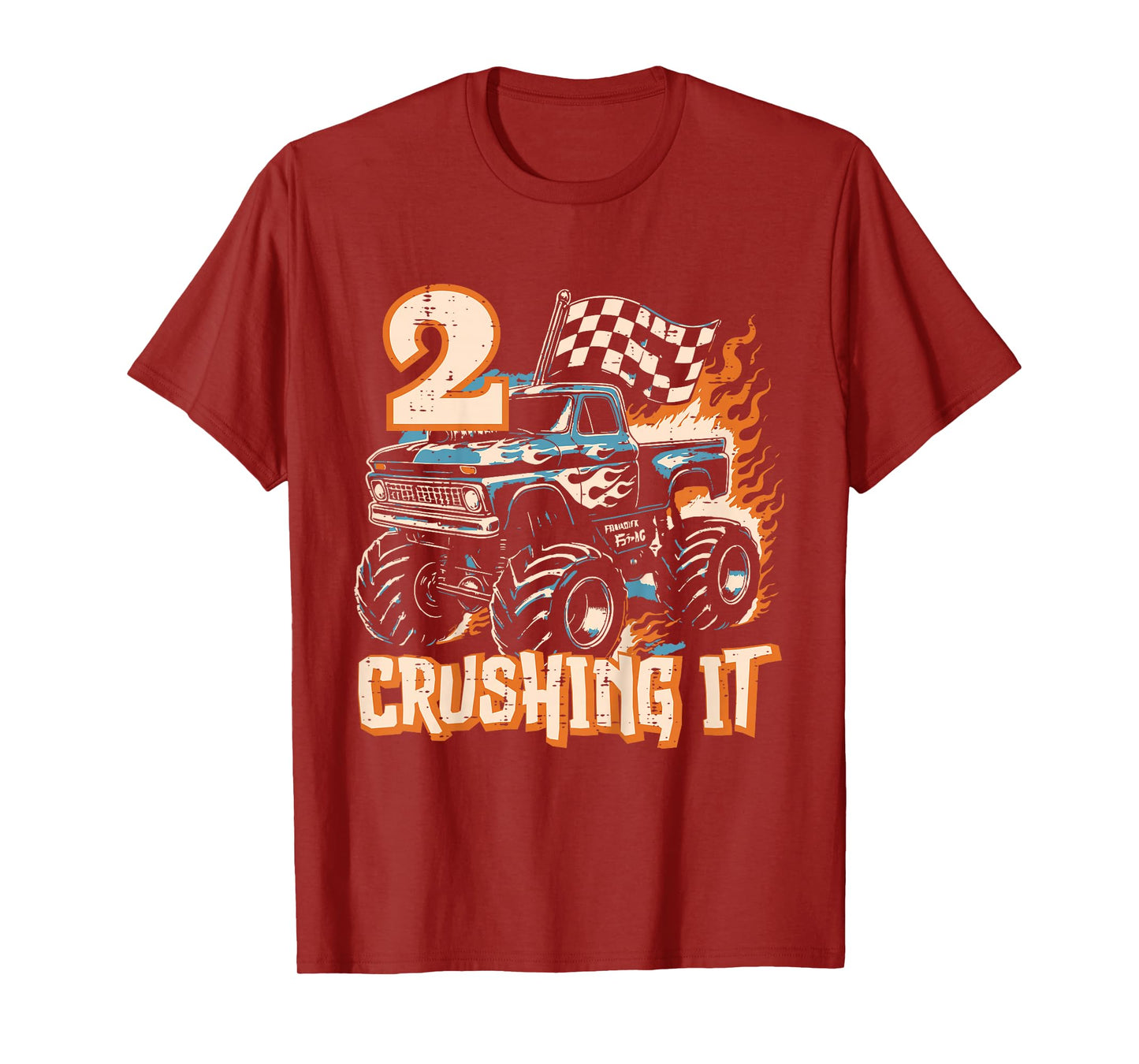 Kids 2 Crushing It Monster Truck 2nd Birthday Bday Boys Toddler T-Shirt