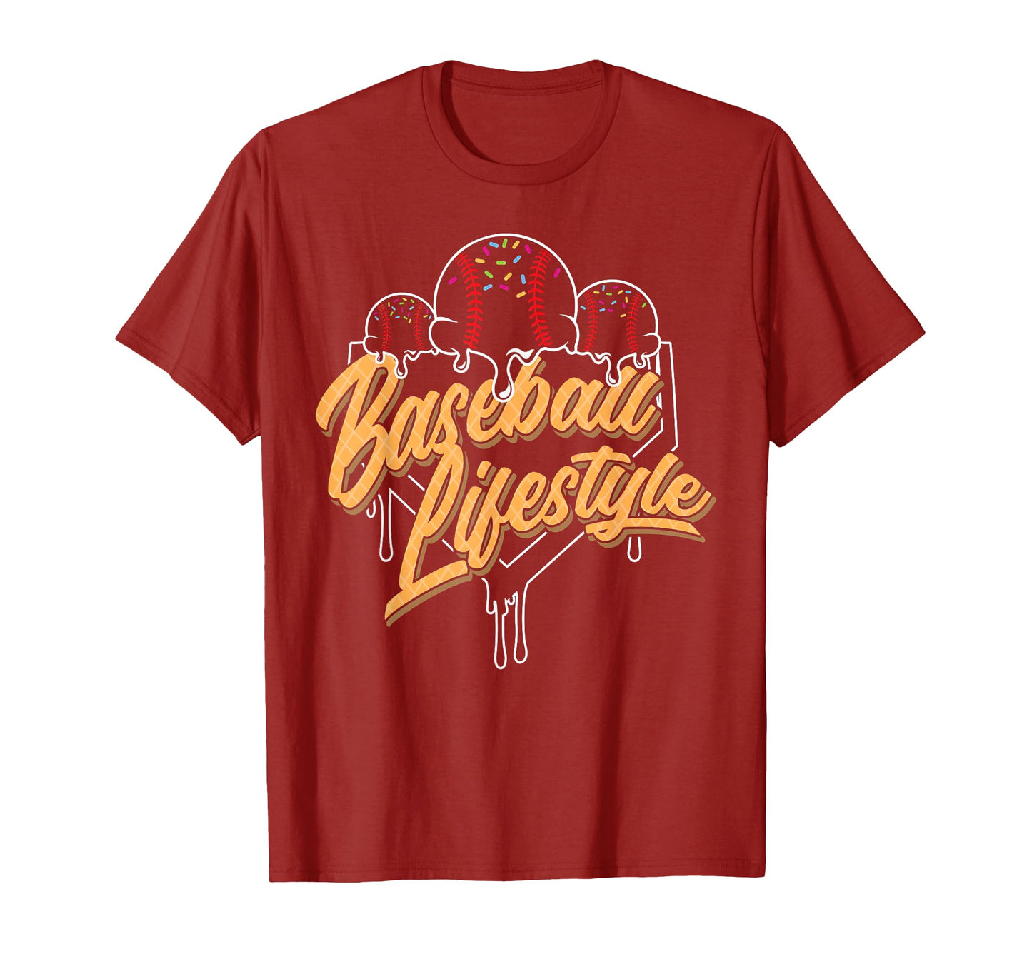 Baseball Lifestyle Home Plate Ice Cream Drip Men Boys Youth T-Shirt