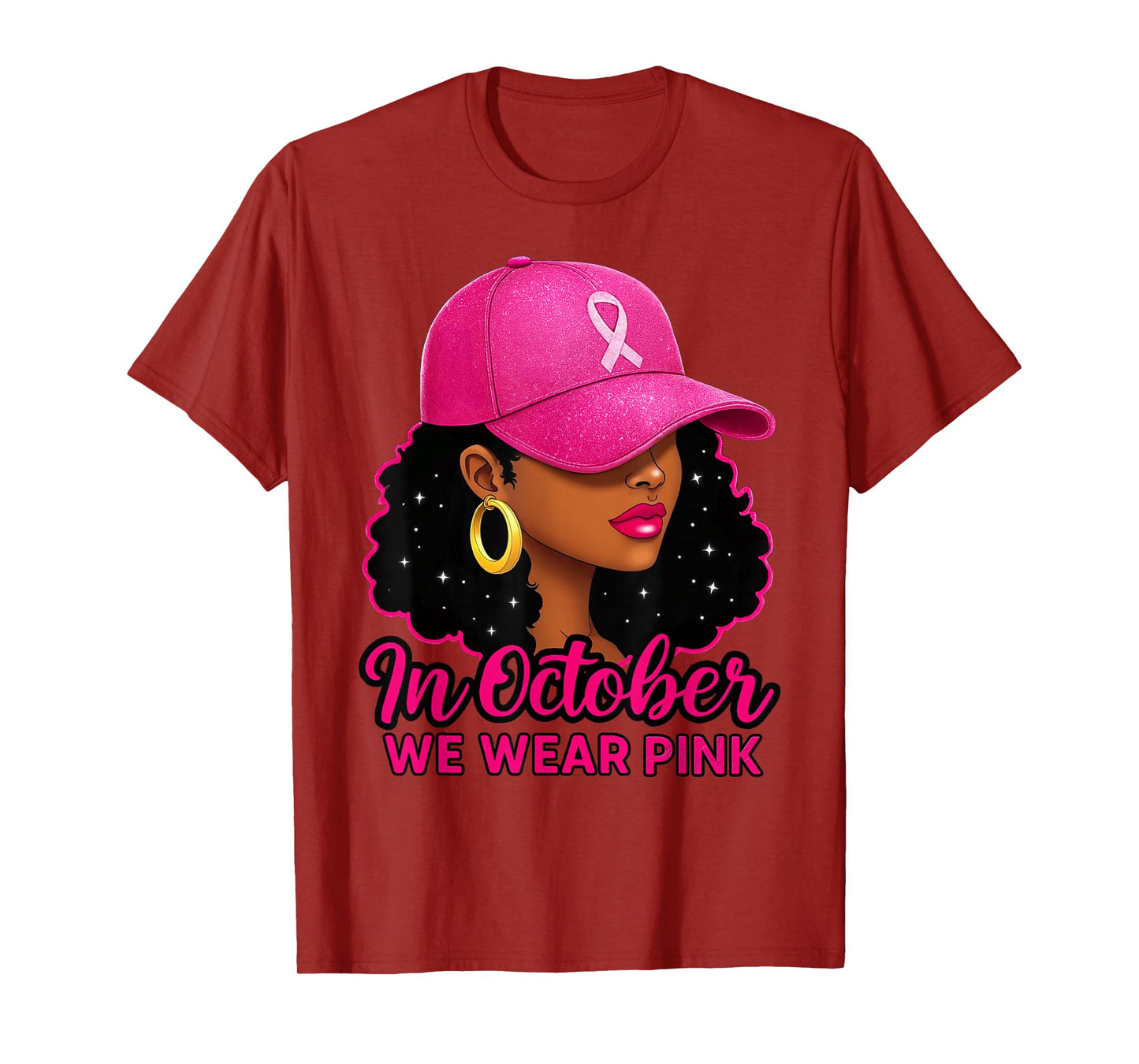 in October We Wear Pink Black Women Breast Cancer Awareness T-Shirt