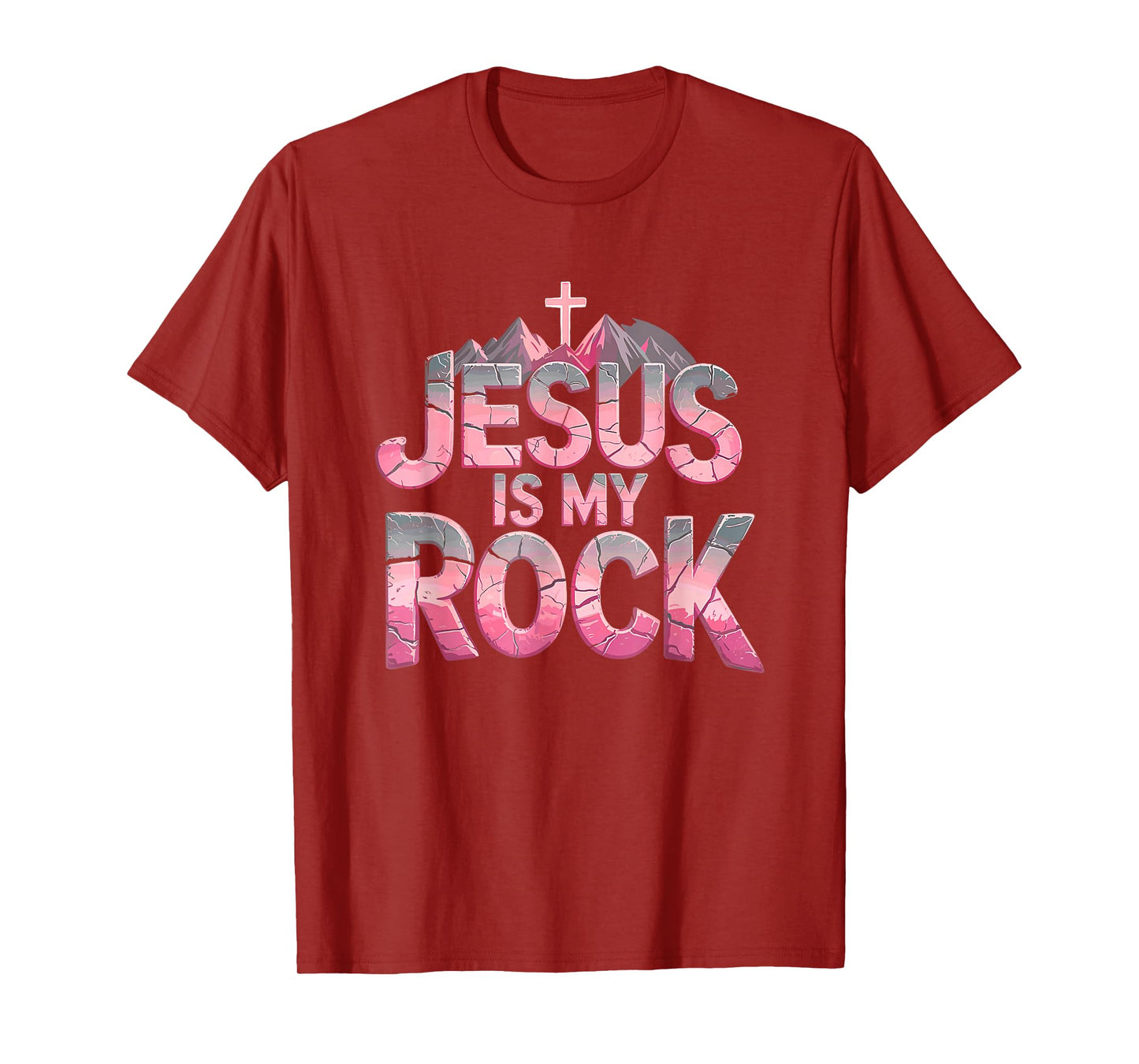 Jesus Is My Rock Pink Religious Christian Biblical T-Shirt T-Shirt