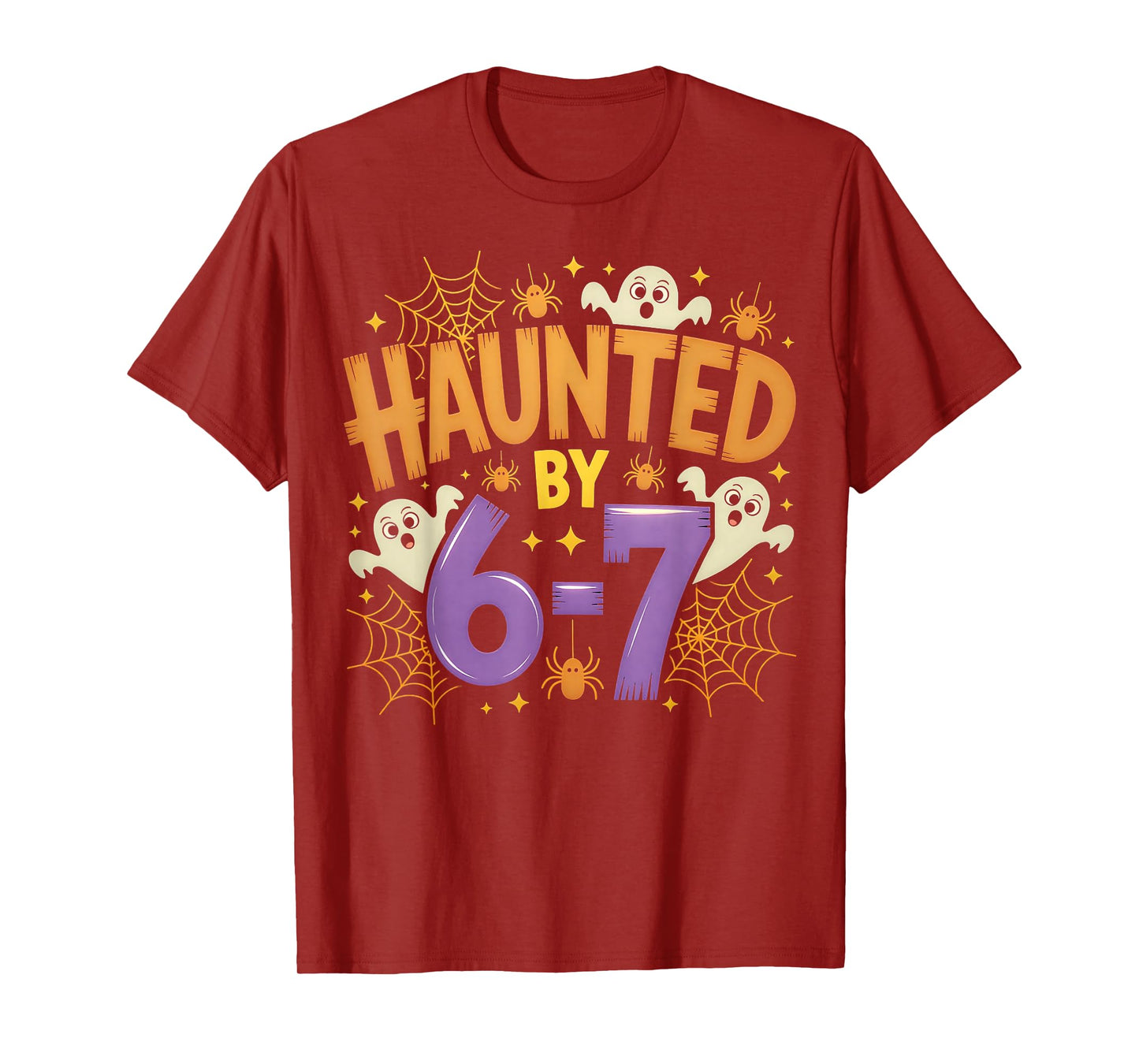 Haunted by 6-7 Halloween Ghosts and Spiders Design T-Shirt