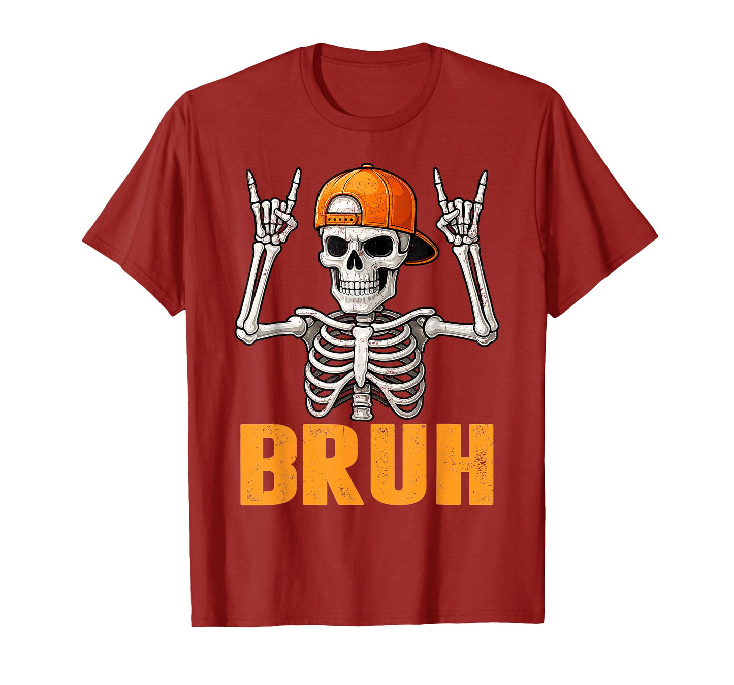 Bruh Punk Rock Skeleton Cool Rocker Halloween Men Boys Kids T-Shirt