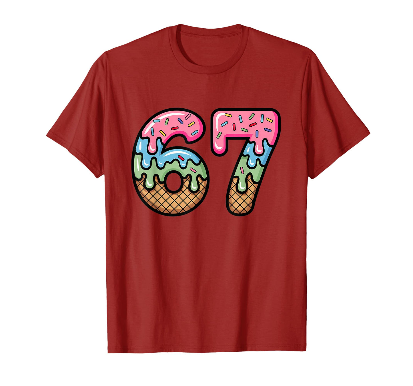 Ice Cream Drip Meme Funny Six Seven 67 Present T-Shirt