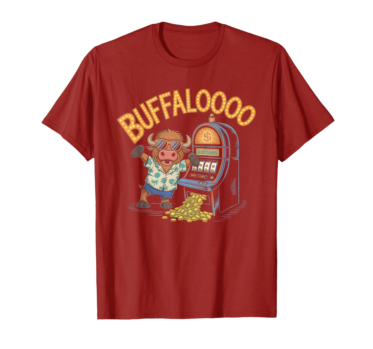 Lucky Buffalo Casino Slot Machine Gambling Gift Gambler T-Shirt