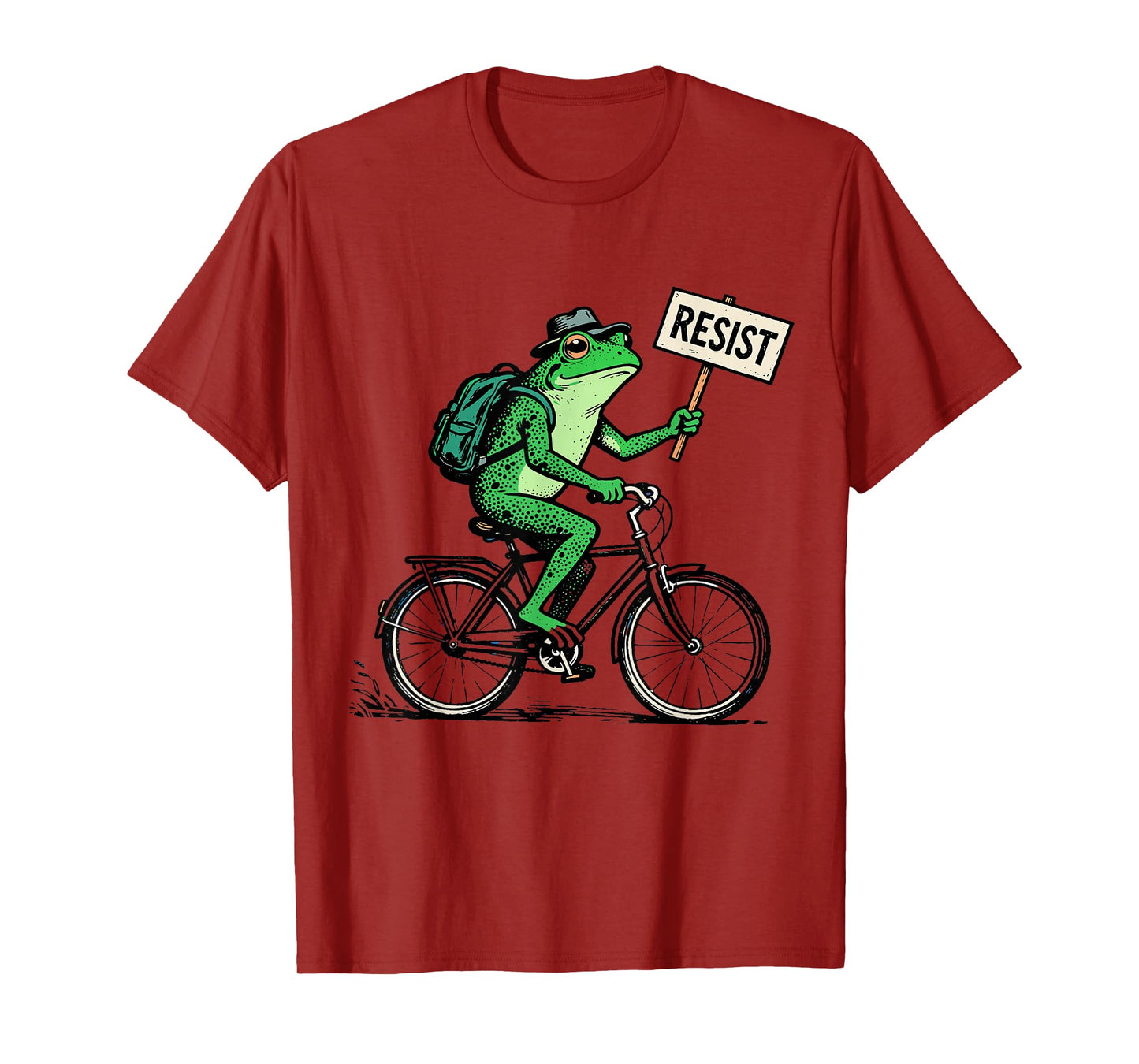 Frog On Bike Resist Portland Frog Protest Vintage T-Shirt