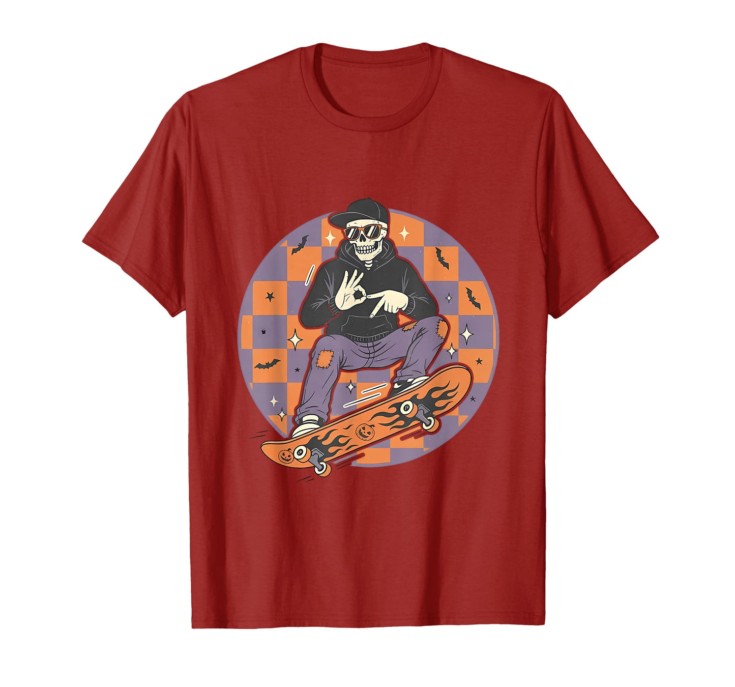 Skeleton Skateboard Haunted by 67 Halloween Meme Boys Girls T-Shirt