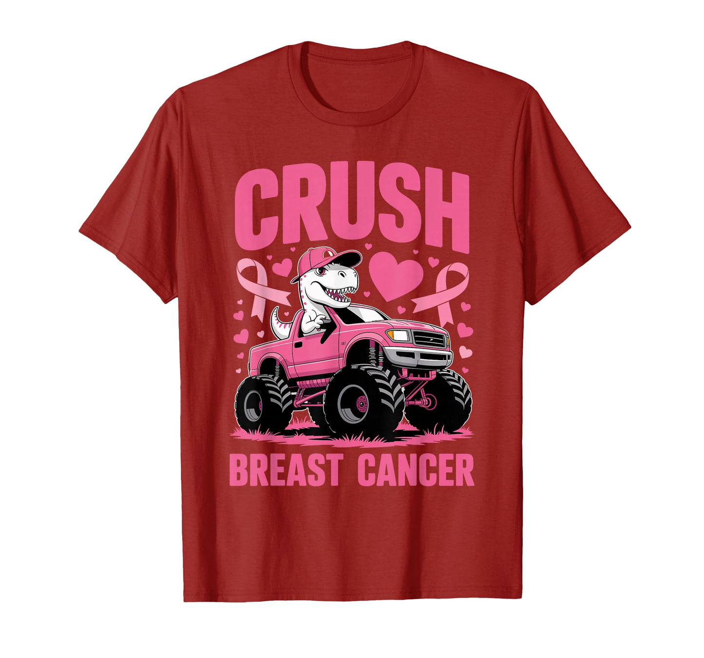 Crush Breast Cancer Awareness Monster Truck Toddler Boy Kids T-Shirt