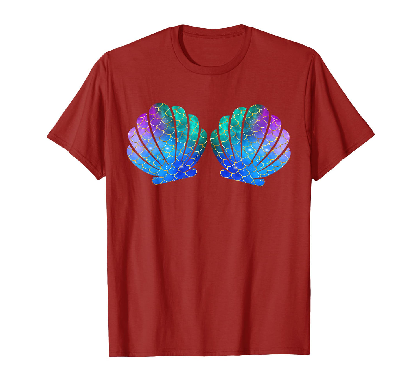 Mermaid Sea Shell Bra Costume Matching Party Graphic Mermaid T-Shirt