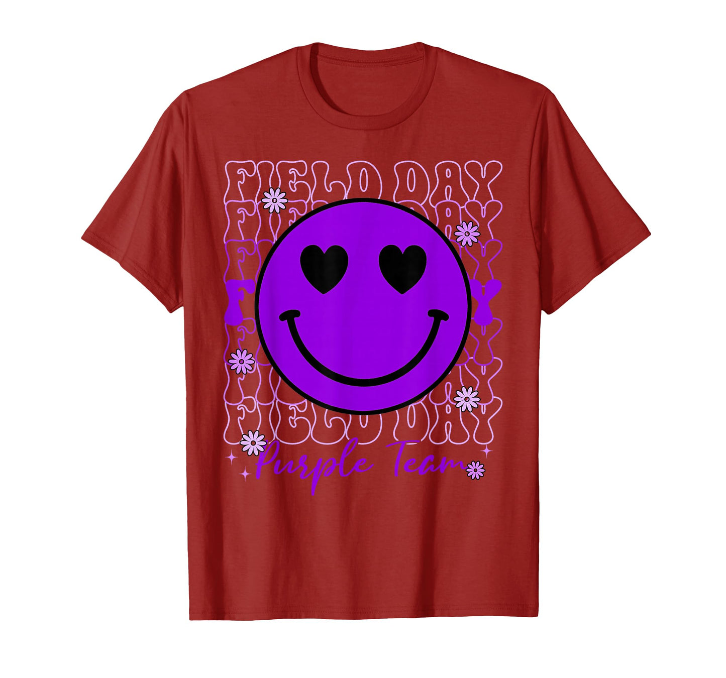 Field Day Purple Team Smile Face Field Day Games Kid Teacher T-Shirt