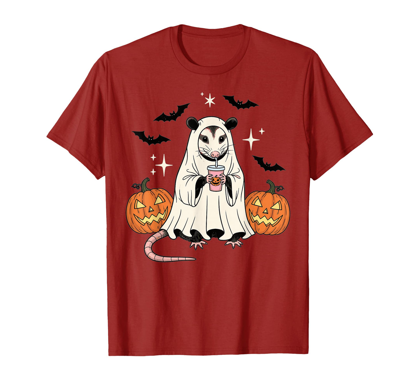 Spooky Possum Ghost Pumpkin Halloween Funny Cute T-Shirt