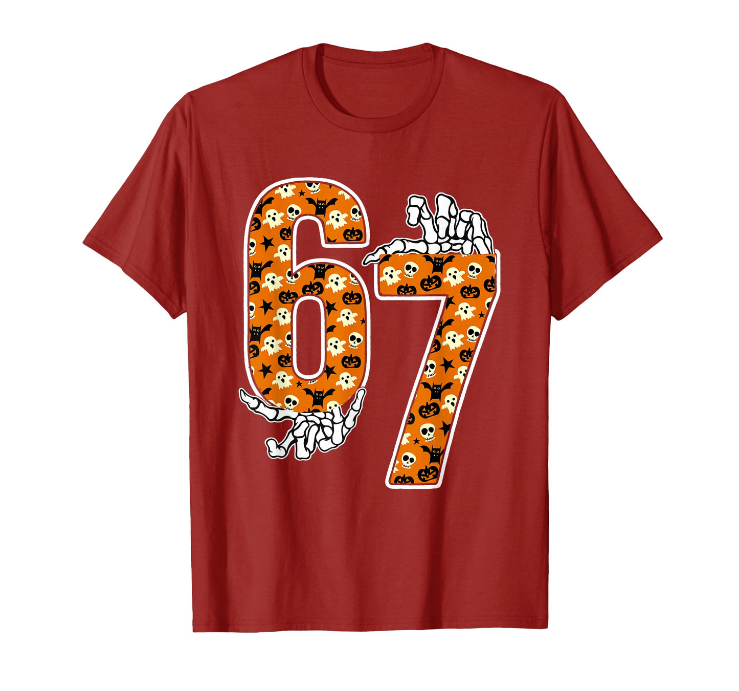 67 Halloween Meme 6 7 Numbers Six Seven Funny Kids Skeleton T-Shirt