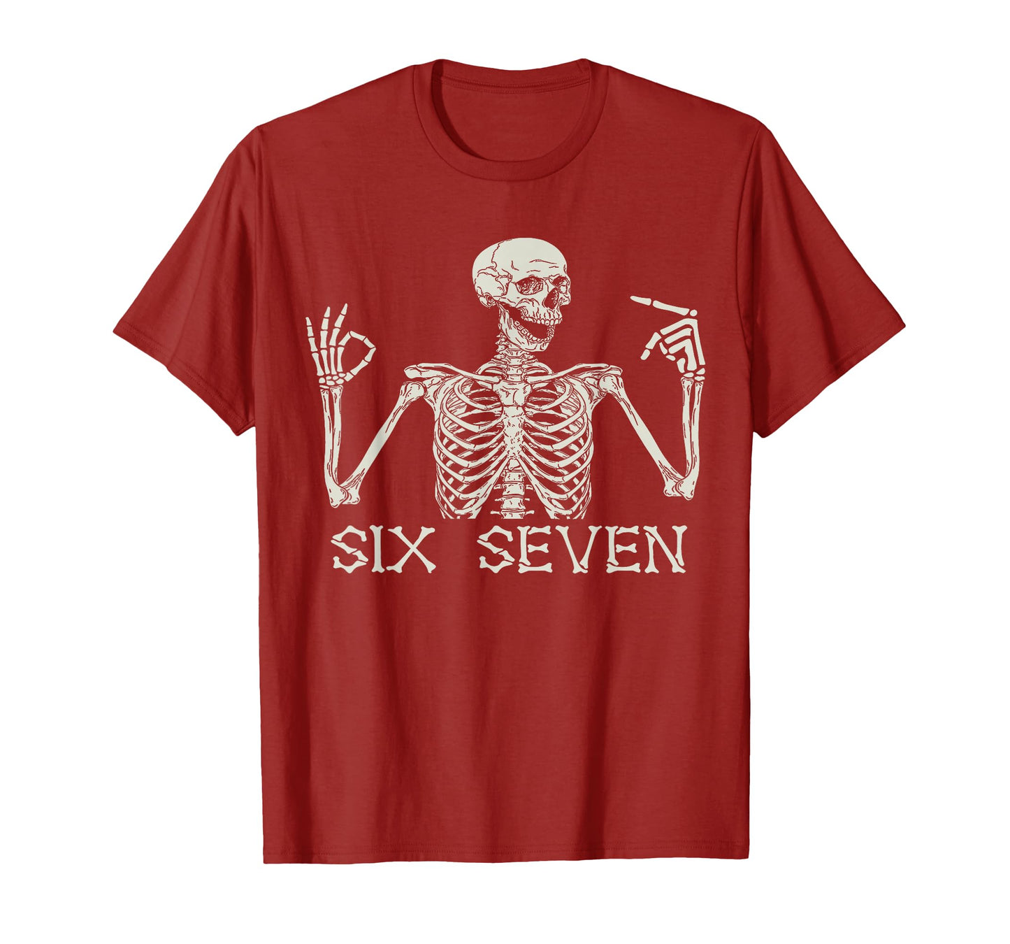Six Seven 67 Hand Sign Skeleton Meme Halloween Costume Kids T-Shirt