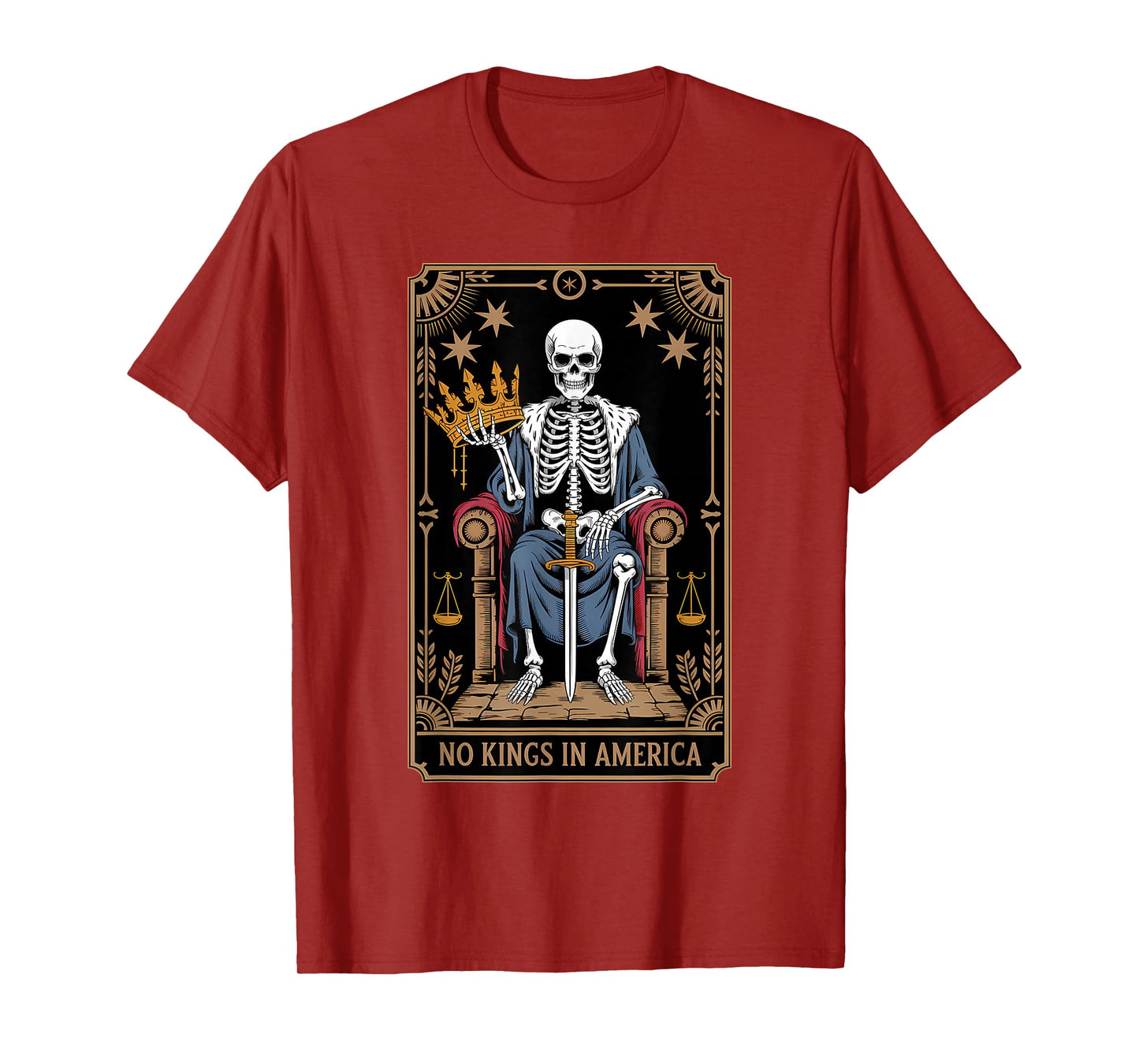 No Kings in America Shirt Protest Democracy Tarot Skeleton T-Shirt