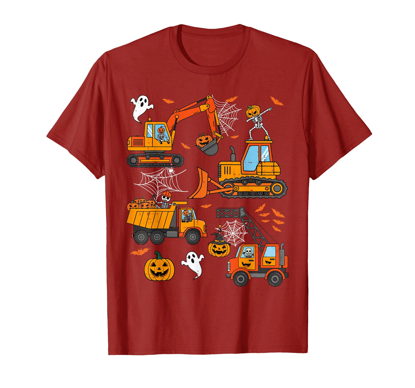 Spooky Construction Trucks Toddler Boys Halloween Costume T-Shirt