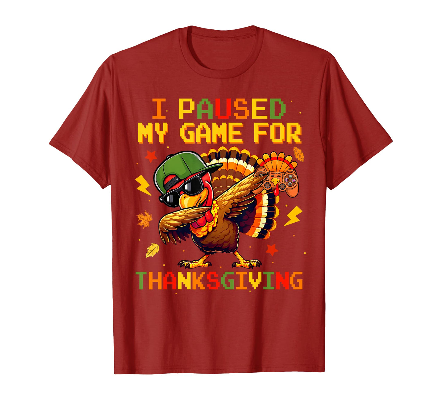 Happy Thanksgiving Gaming Dabbing Turkey Gamer Men Boys Kids T-Shirt