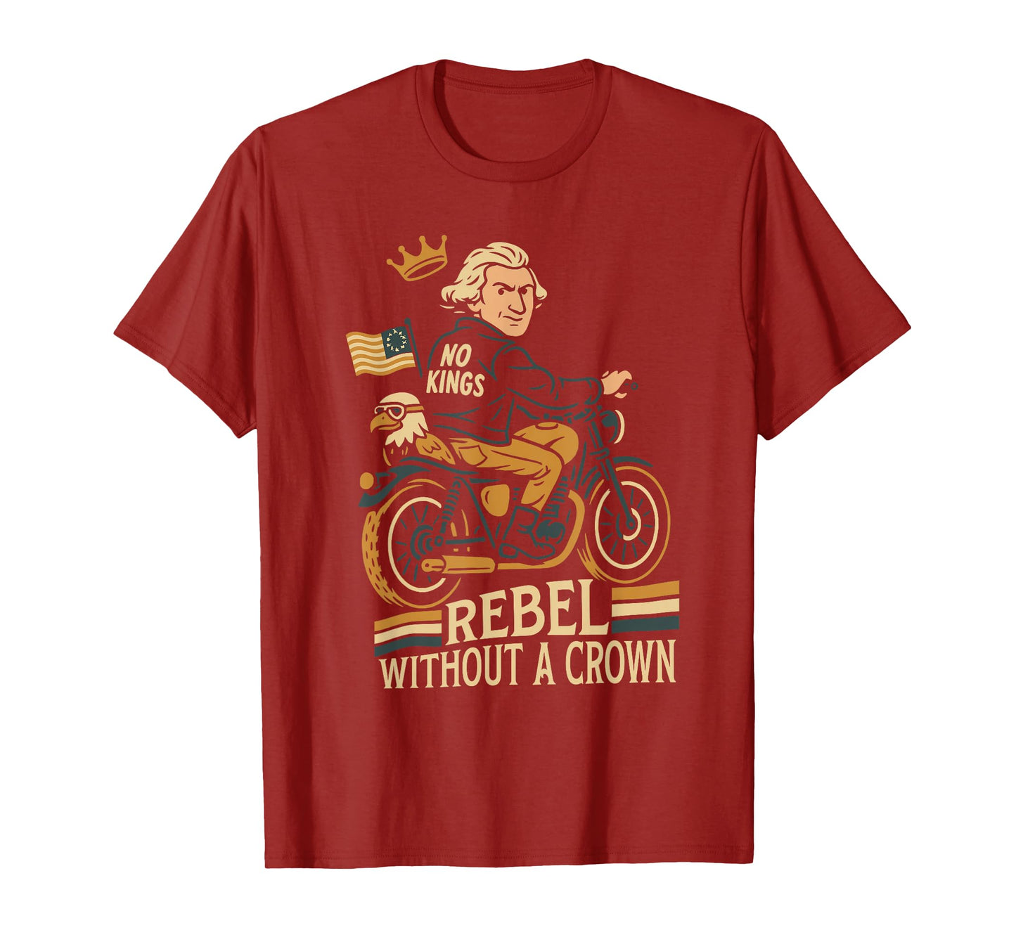 No Kings Retro Patriotic George Washington 4th of July T-Shirt