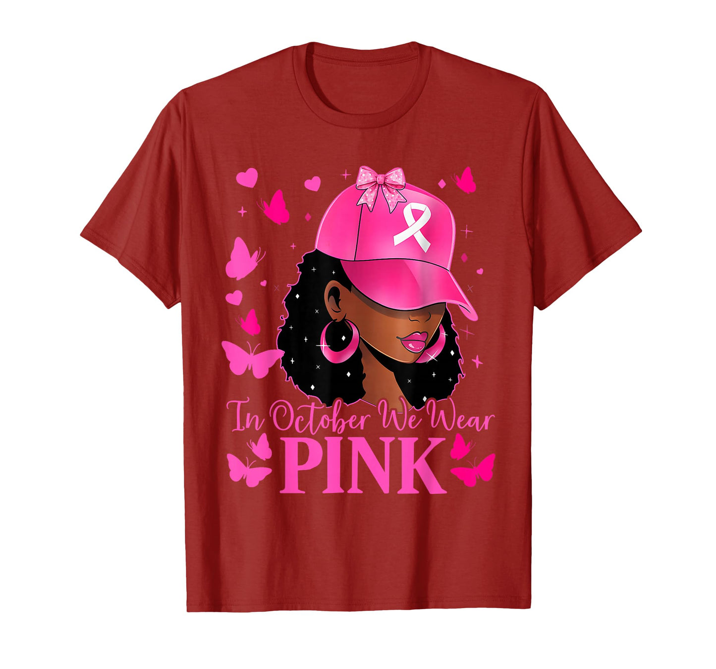 in October We Wear Pink Black Women Breast Cancer Awareness T-Shirt