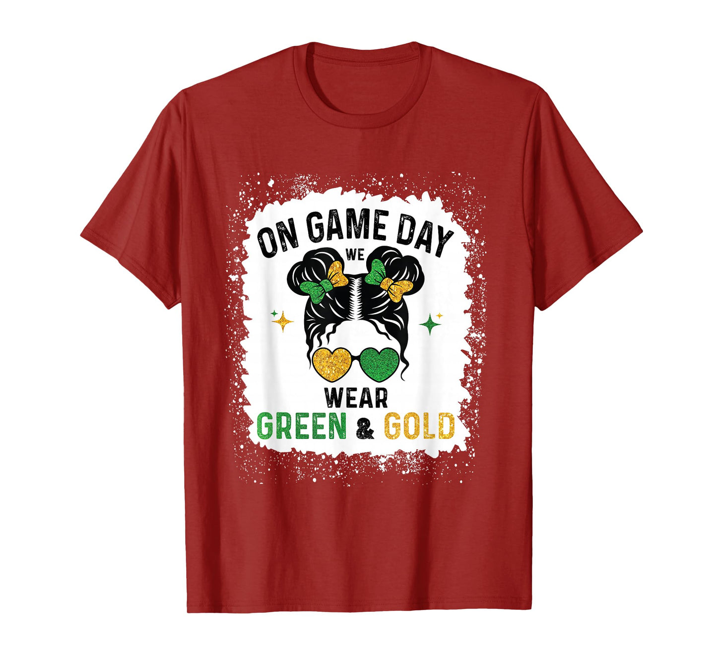 On Gameday We Wear Green and Gold Messy for Men Women Kids T-Shirt
