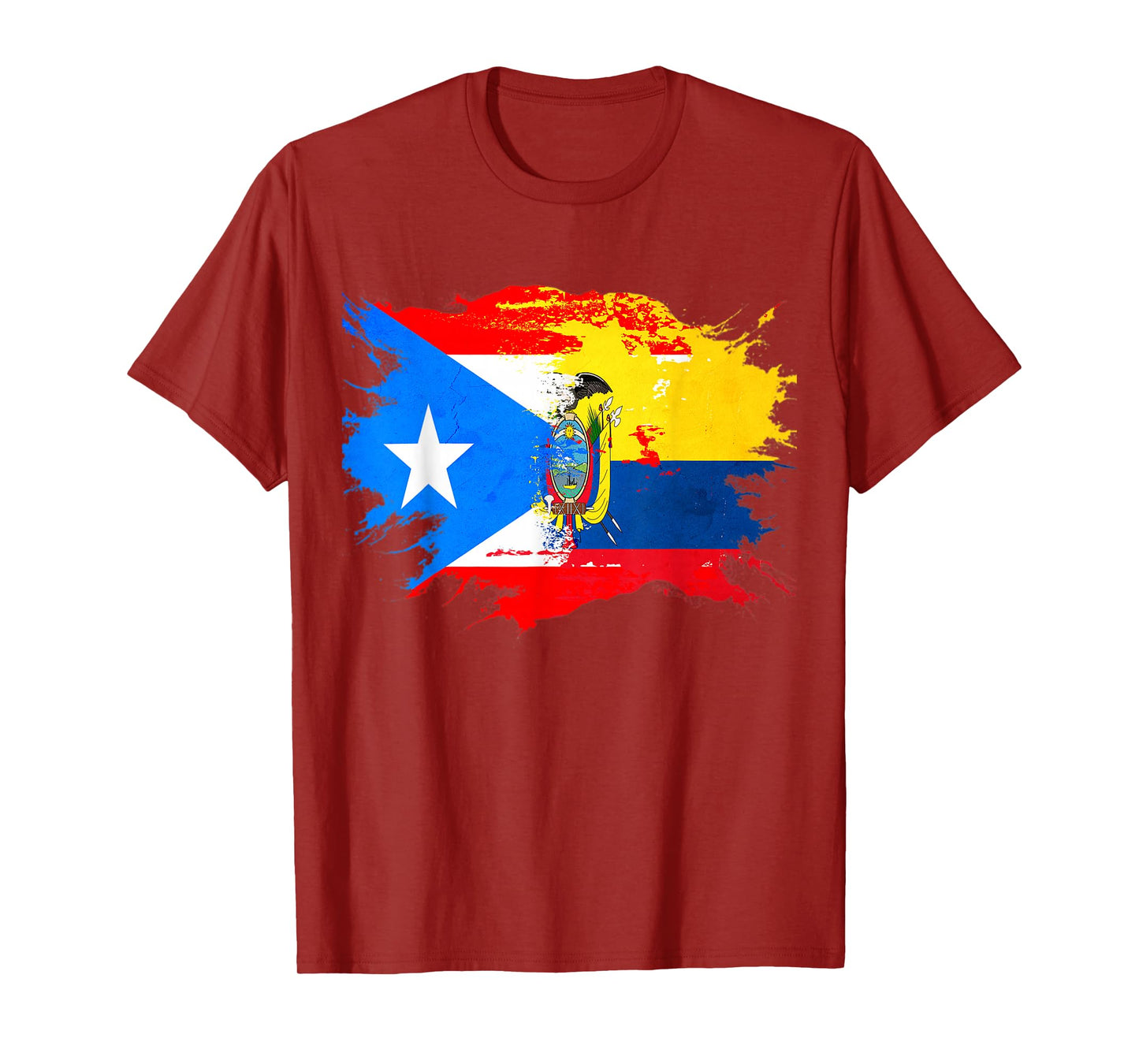 Puerto Rican and Ecuadorian Heritage DNA Mix Flag T-Shirt