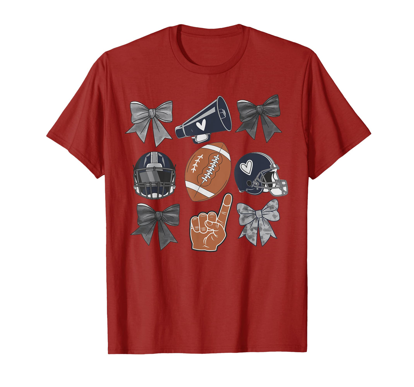 Football Love Cheer Helmet Bows Fan Sports Women Men T-Shirt
